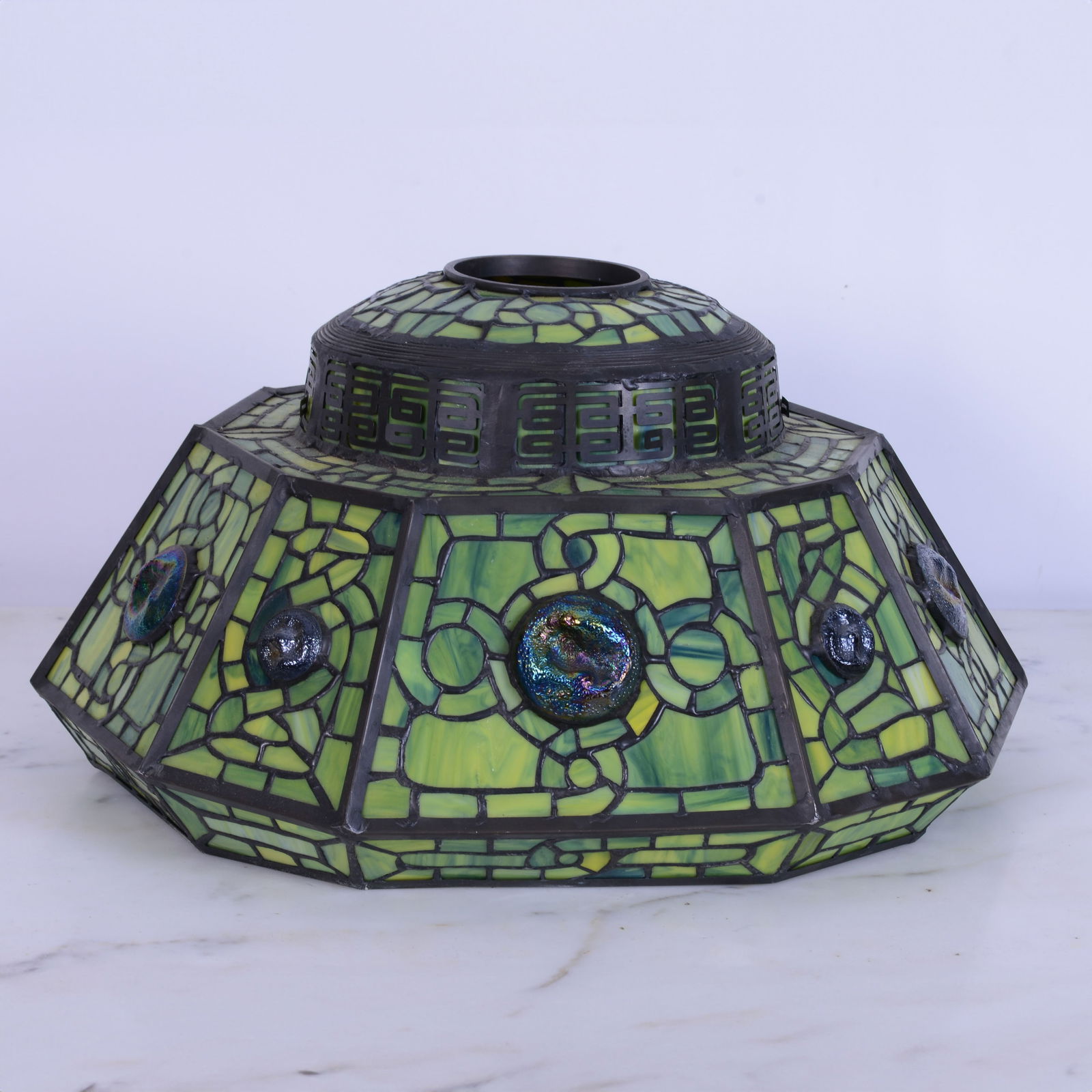 Stained Glass Lamp Shade With Slumped Glass. (1 of 4)