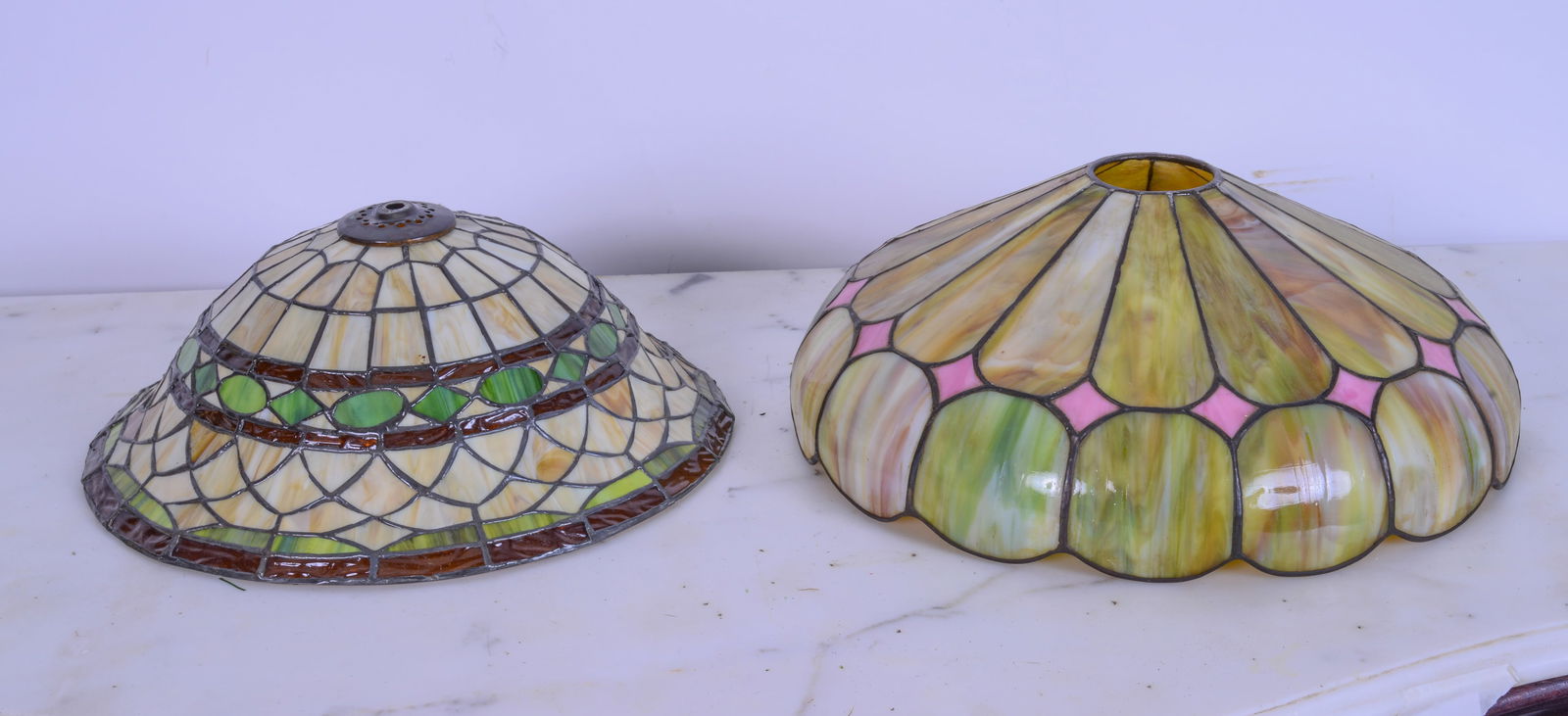 Two Stained Glass Lamp Shades. (1 of 4)