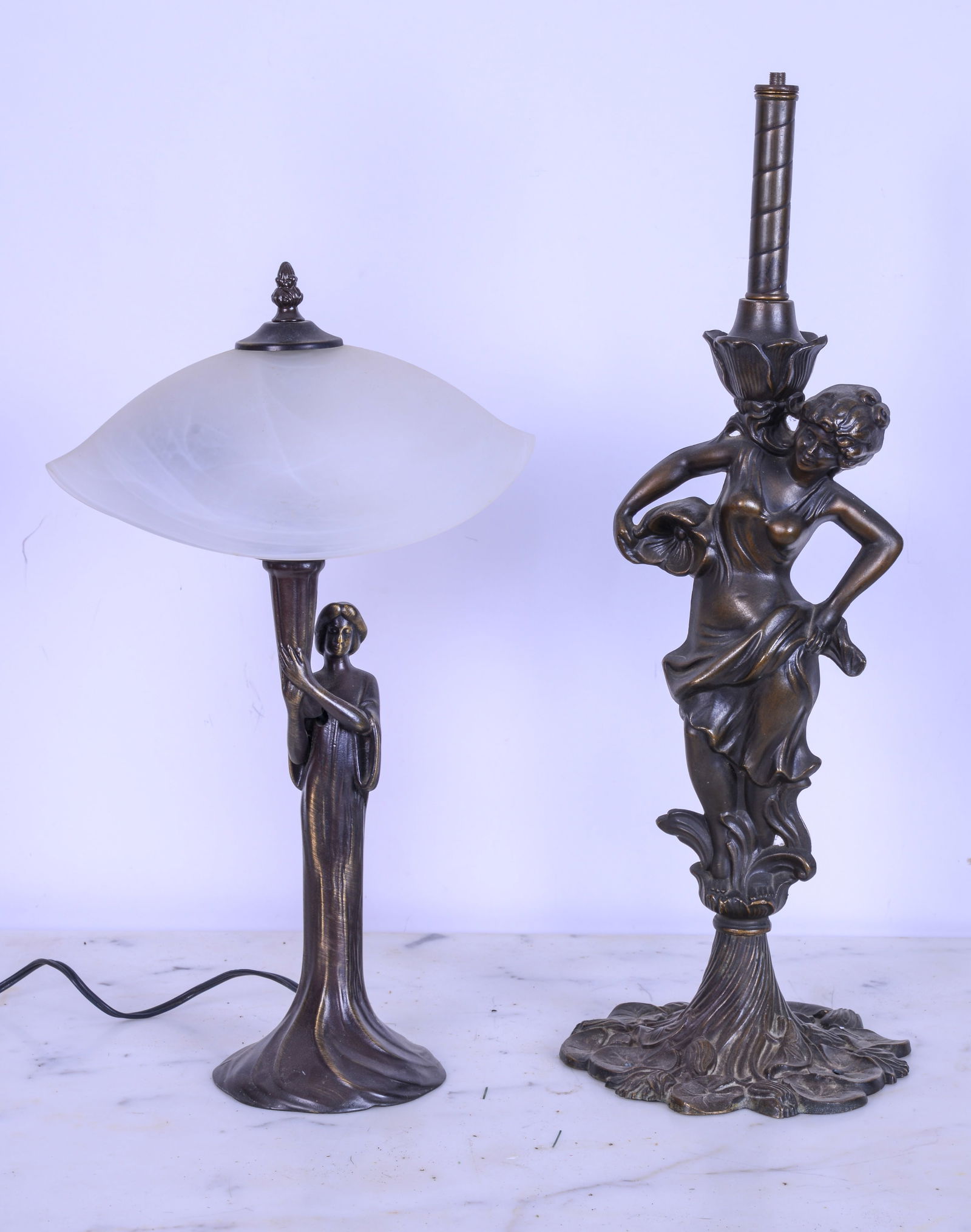 Two Cast Metal Table Lamps With Female Figures. (1 of 3)