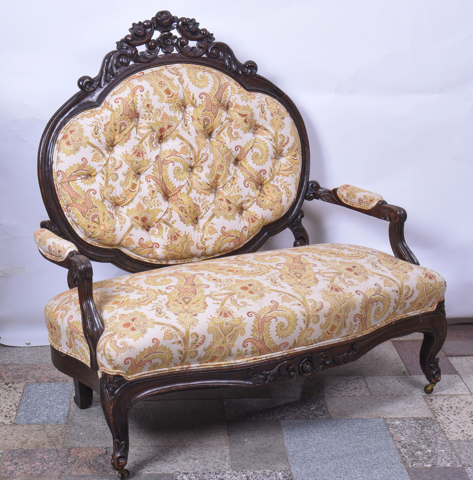 Victorian Carved Settee (1 of 2)