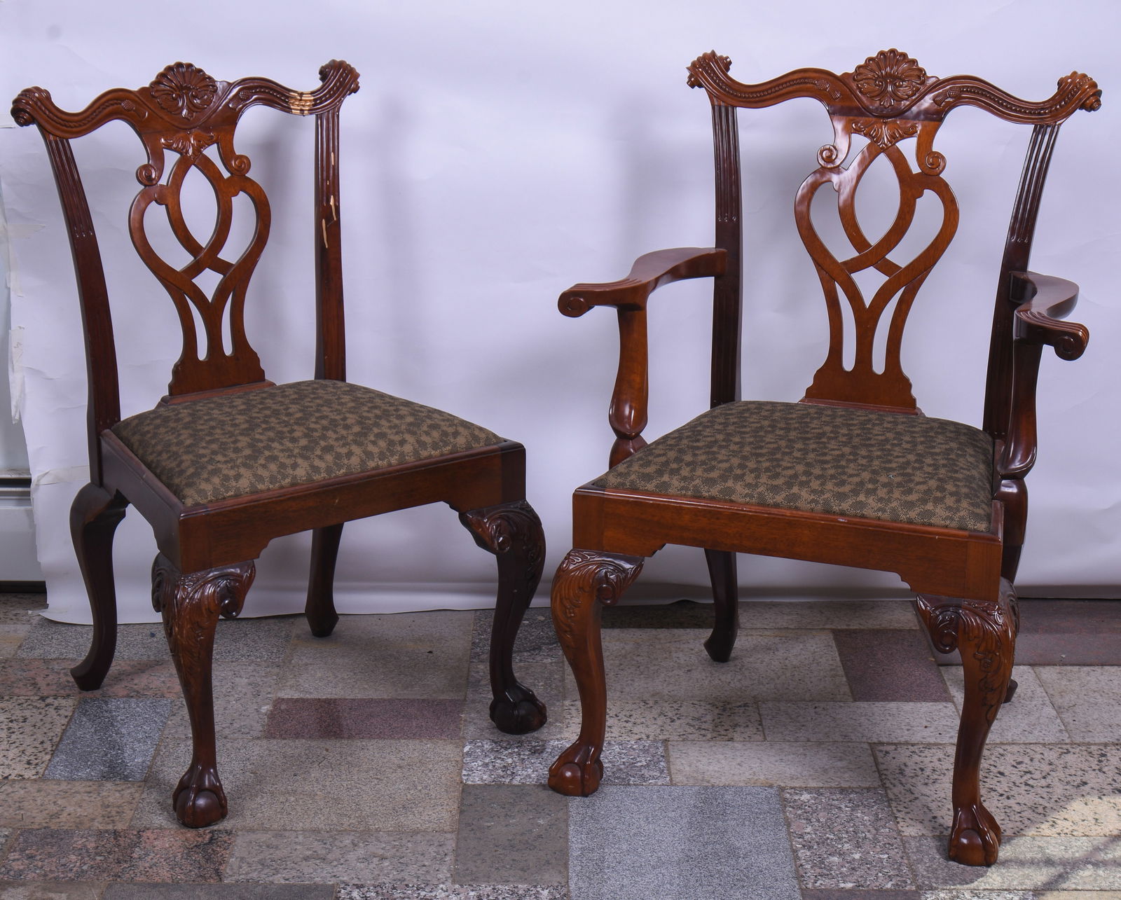 Eight Chippendale Style Dining Chairs. (1 of 2)