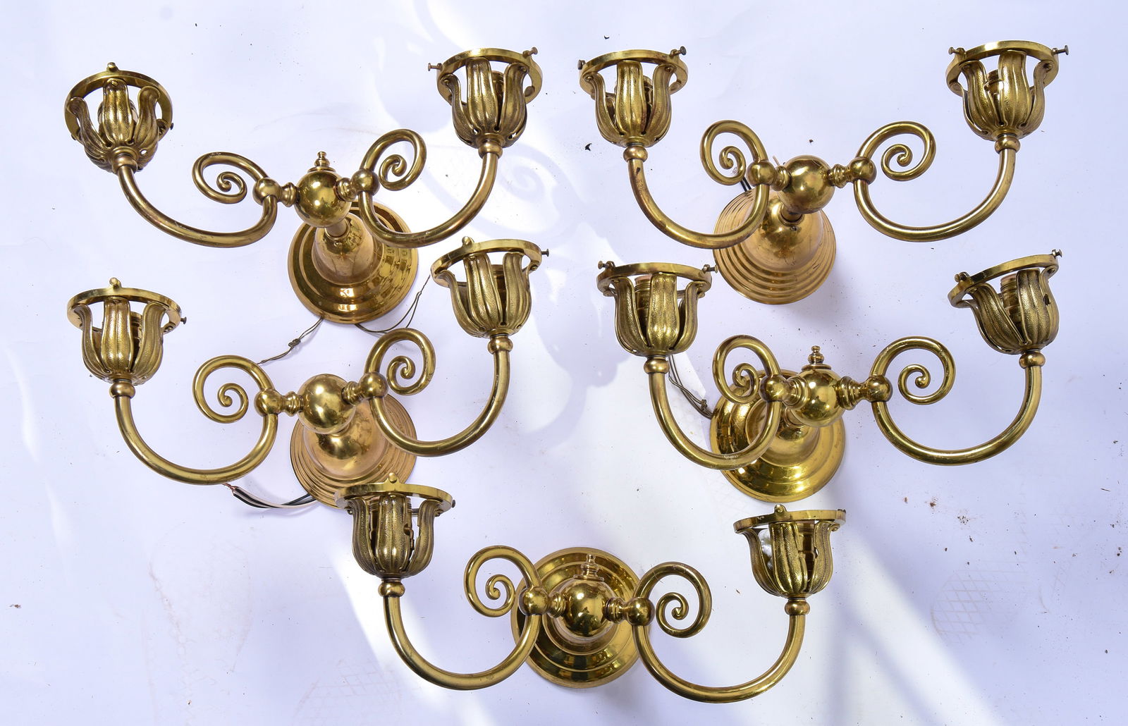 Five Brass Two Light Sconces. (1 of 1)