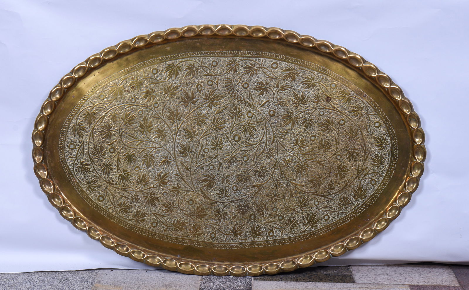 Pair of Very Large Etched Brass Trays. (1 of 3)