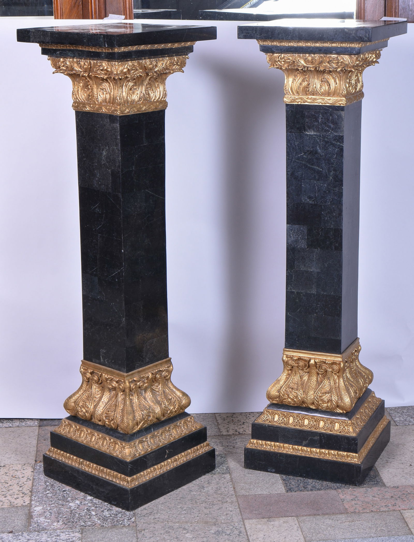 Pair of Large Marble and Gilt Plinths. (1 of 2)