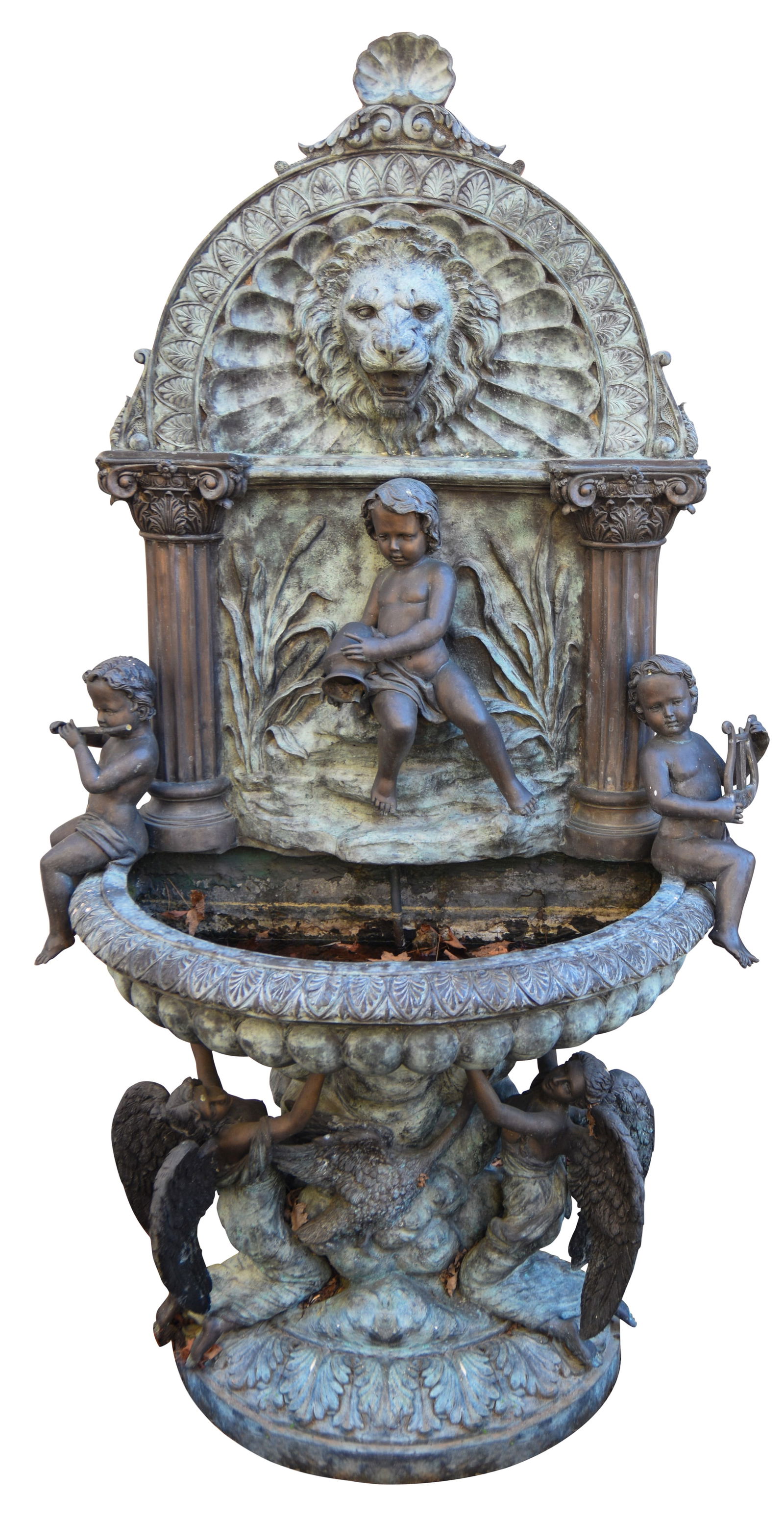 Large Bronze Fountain With Cherubs and Lion. (1 of 5)