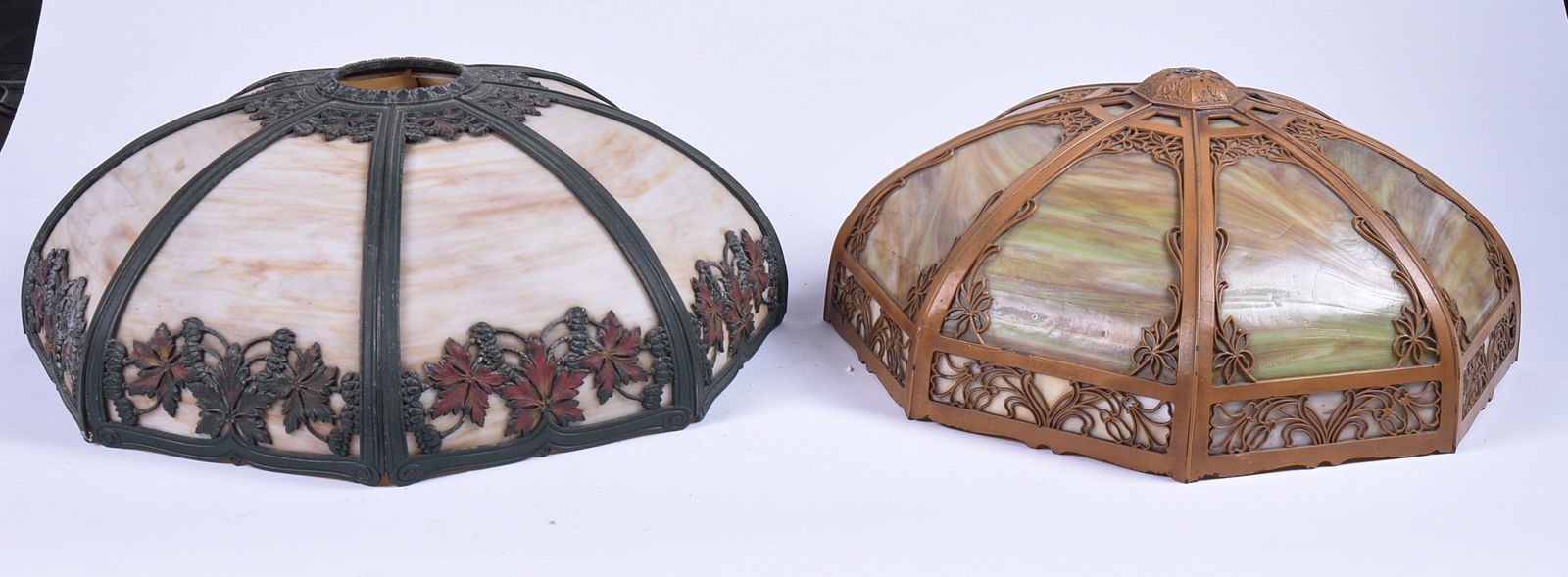 Two Slag Glass Lamp Shades. (1 of 4)