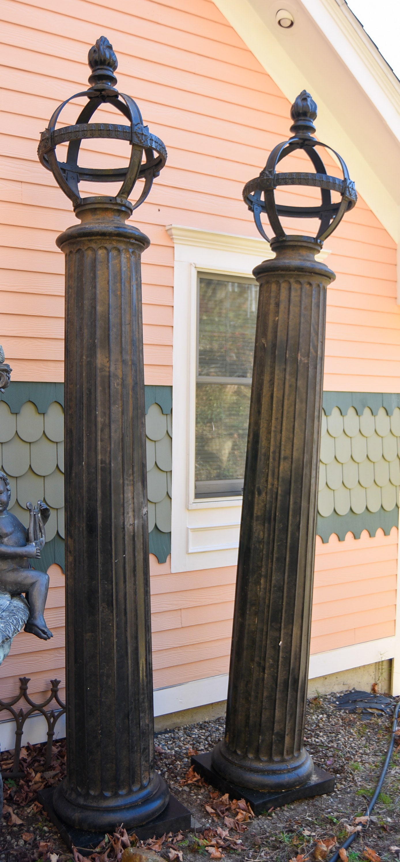 Pair of Large Columns With Globe Tops. (1 of 1)