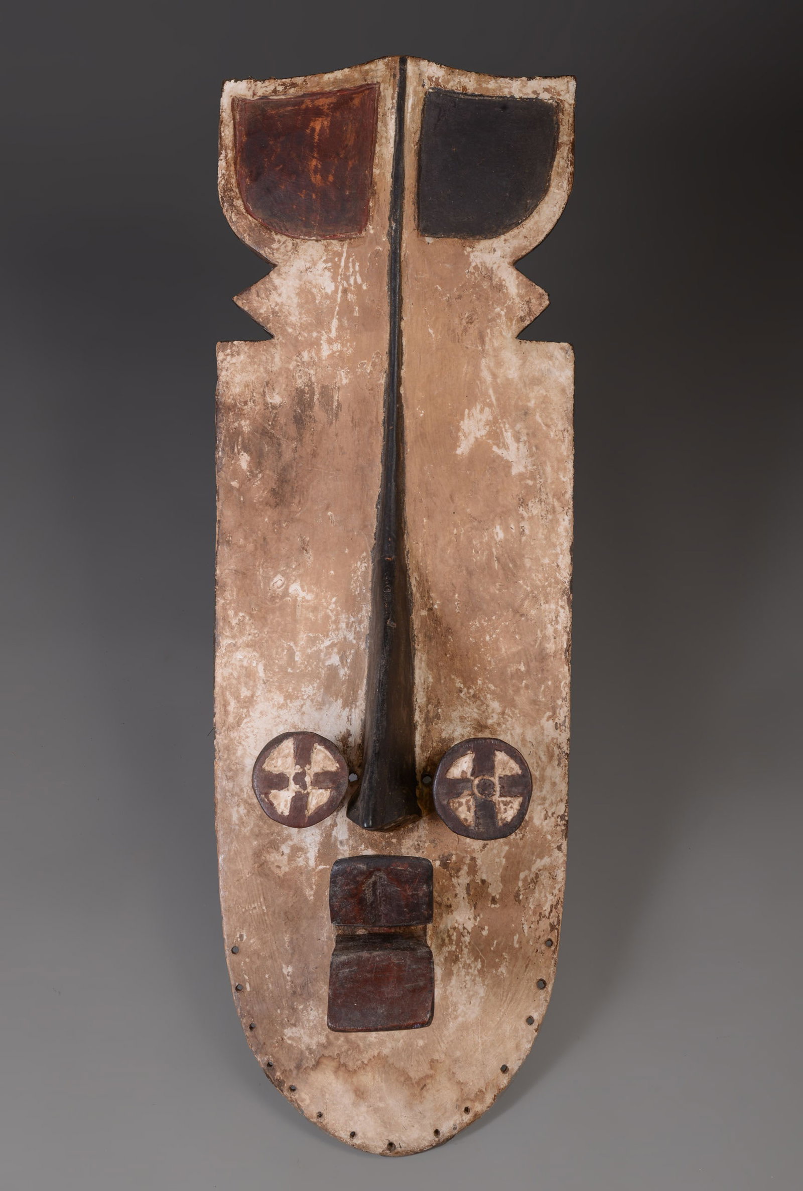 BOBO BURKINA FASO CEREMONIAL MASK: Height 33 inches, width 12 inches.