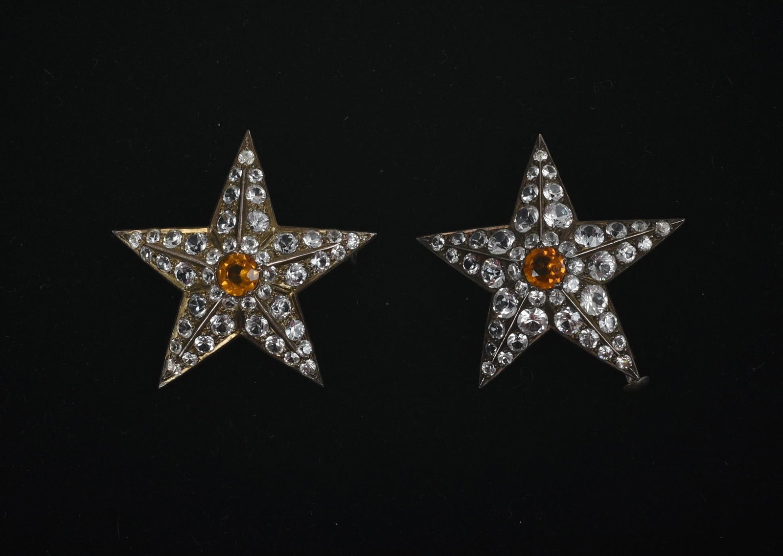 Pair of Vintage European Star Pins: 1.5 inches.