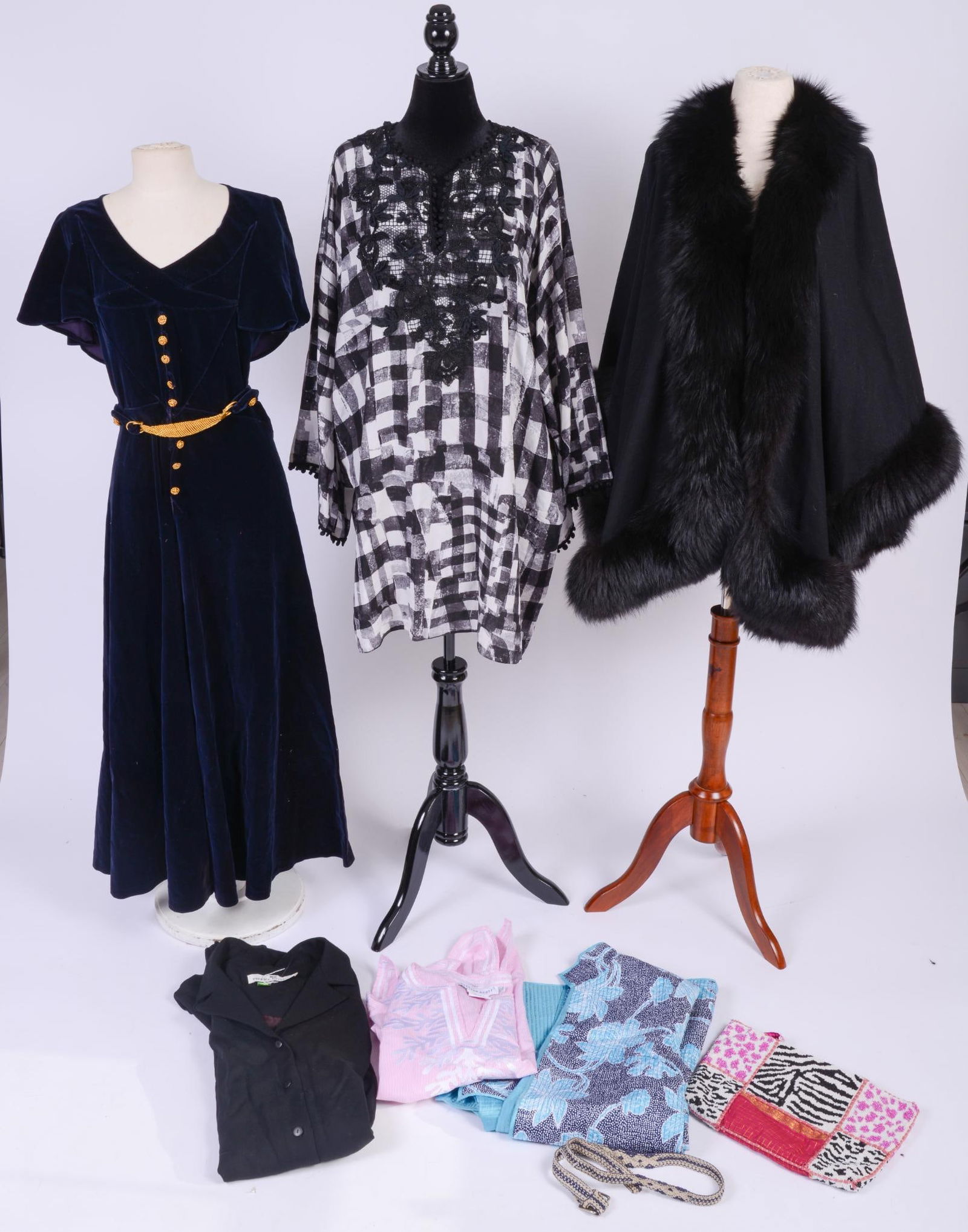Group of Women's Clothes Including a Chanel Velvet Dress (1 of 5)