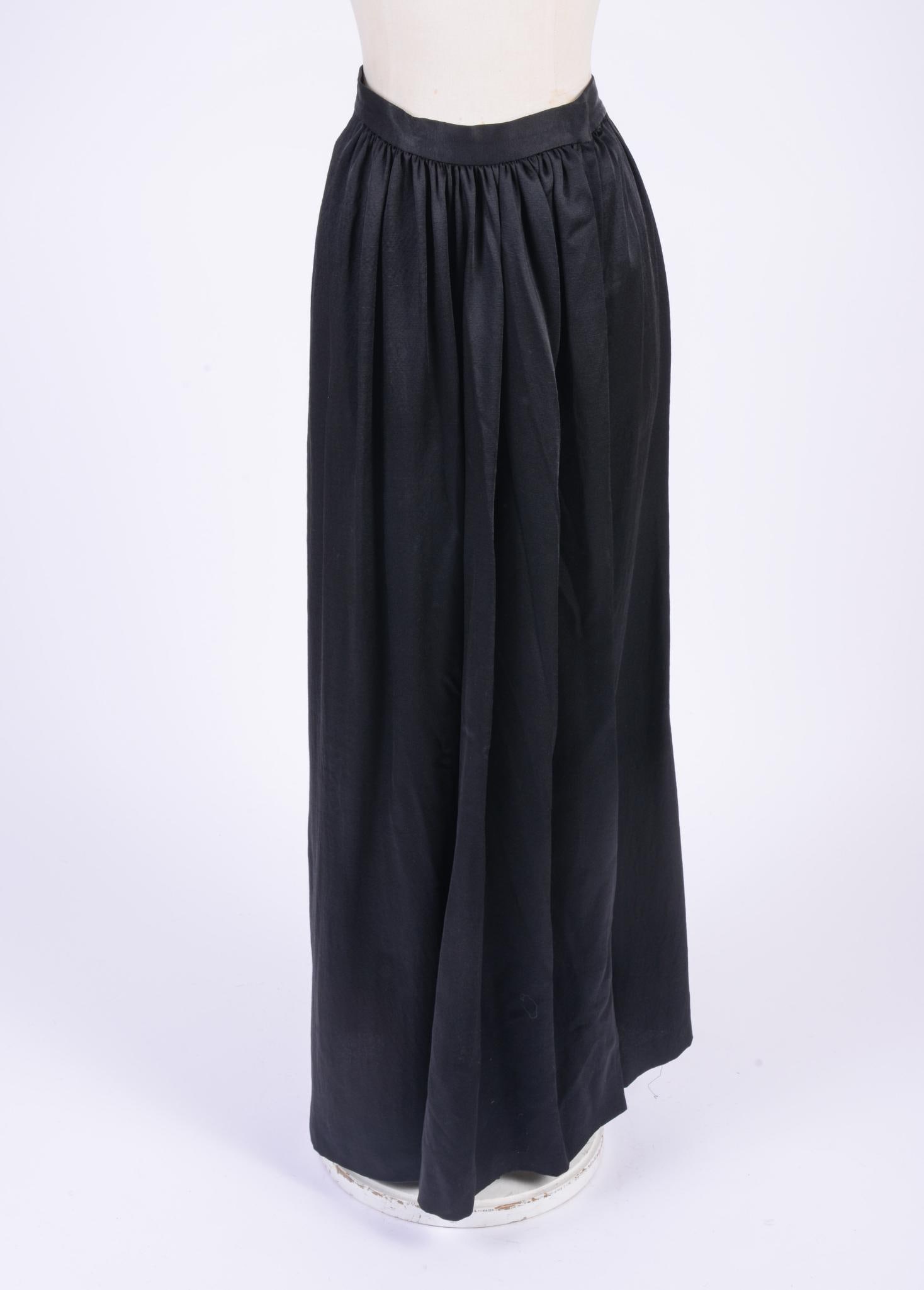 Yves Saint Laurent Paris Long Black Skirt Size 4: Wrap skirt, with pleats, length 42 inches, good condition