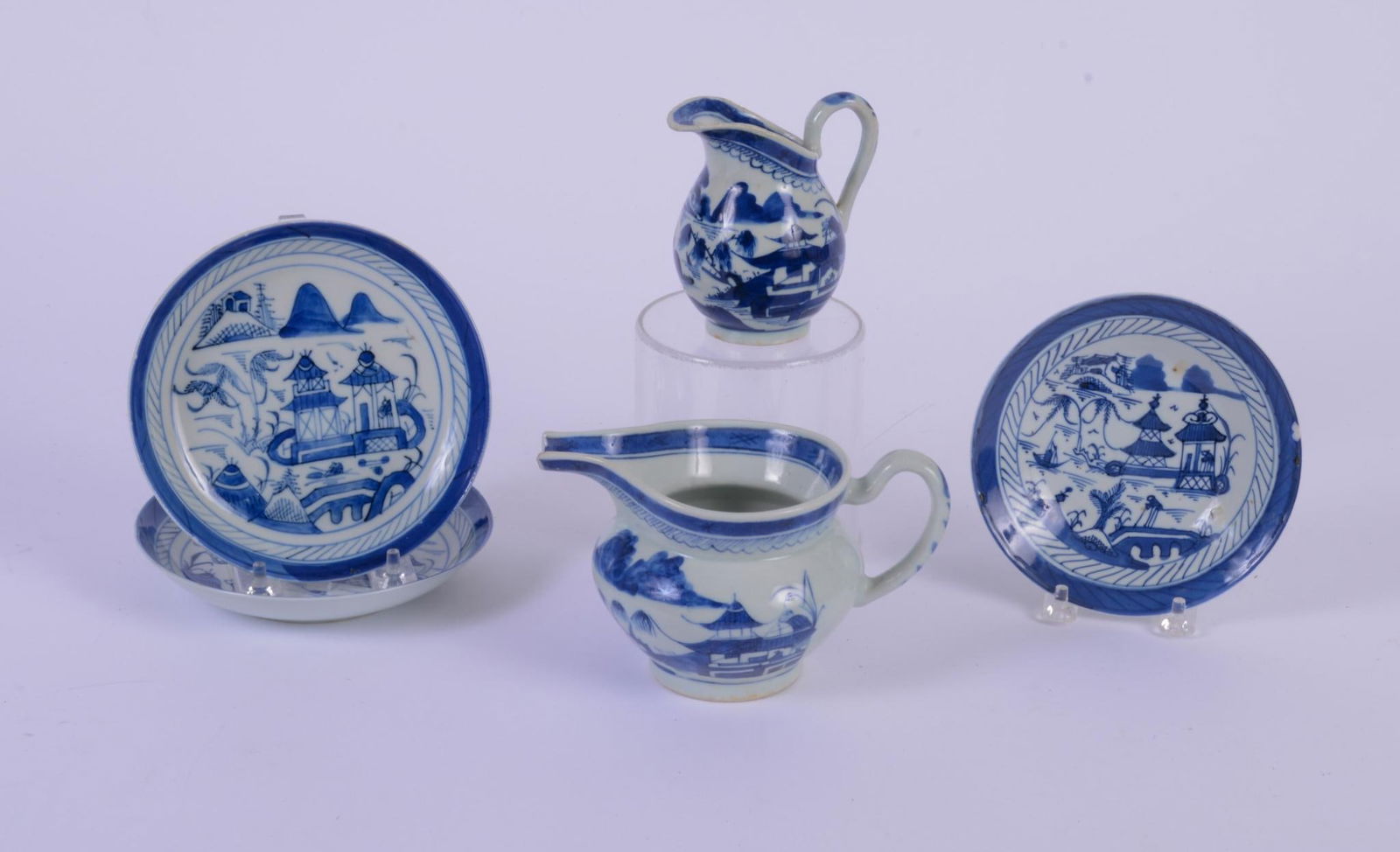 Canton Creamer, Gravy Pitcher, and Three Saucers (1 of 5)