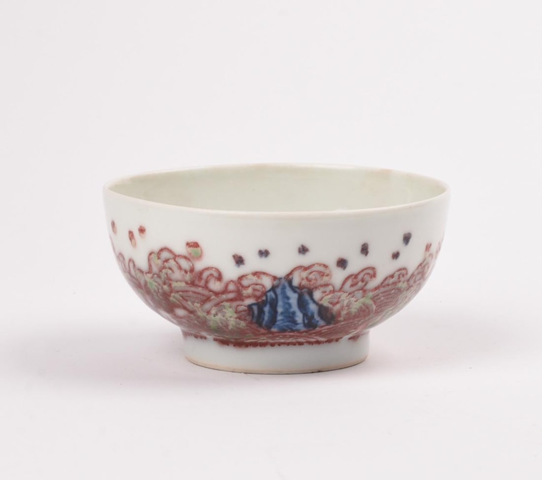 Small Asian Blue and Red Bowl (1 of 4)