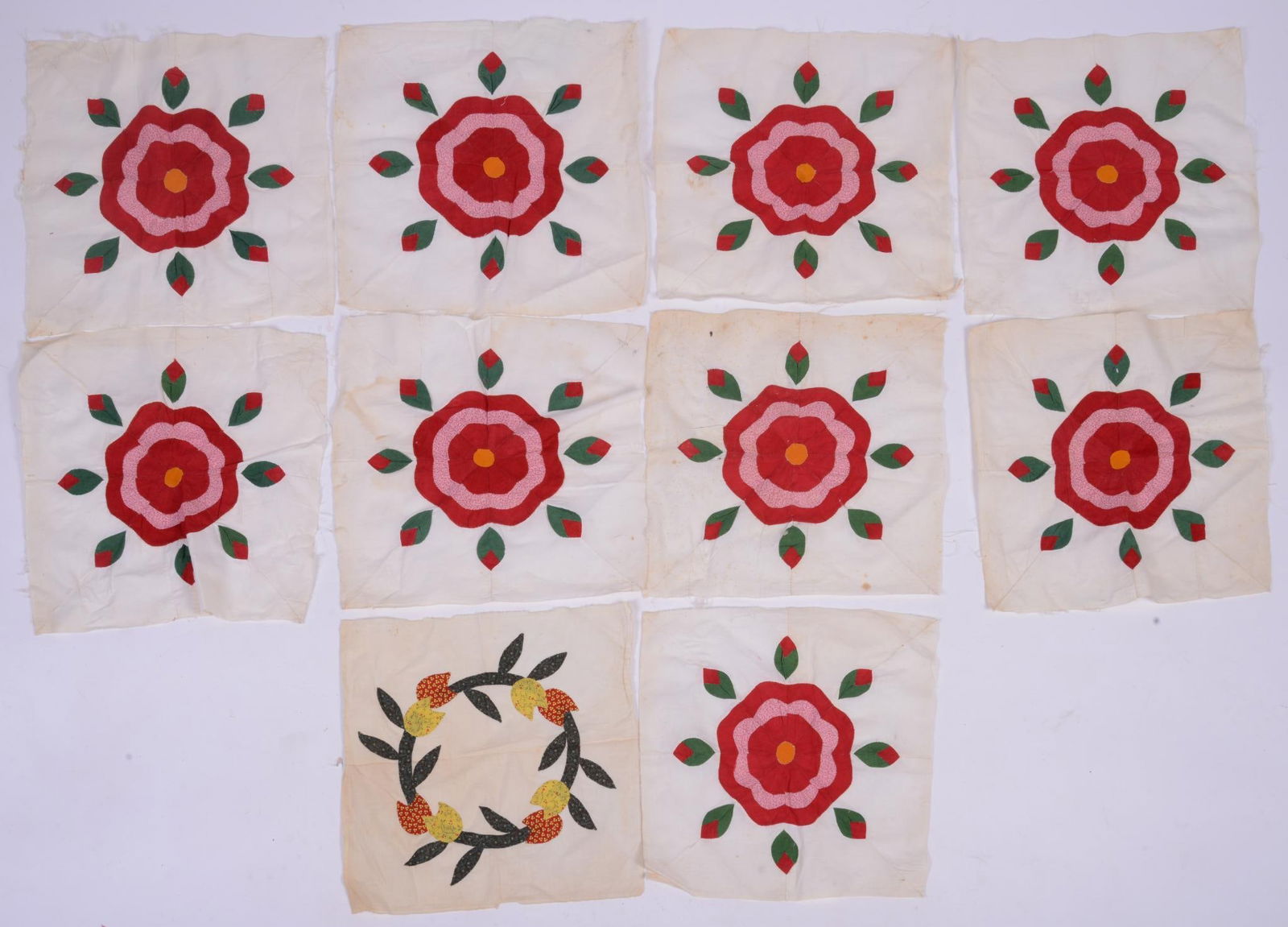 Ten Applique Quilt Squares. (1 of 2)