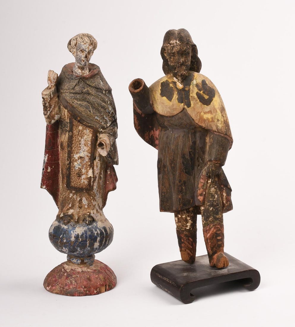 Two Wood Carved and Painted Santos Figures (1 of 5)