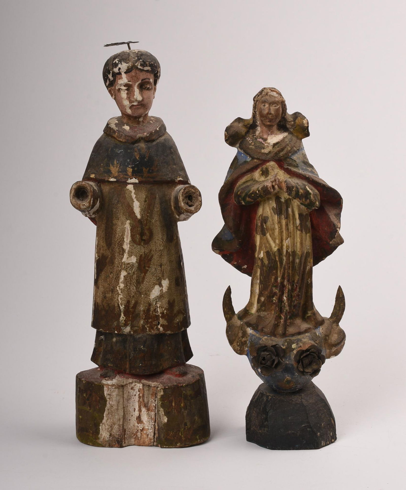 Two Wood Carved and Painted Santos Figures (1 of 5)