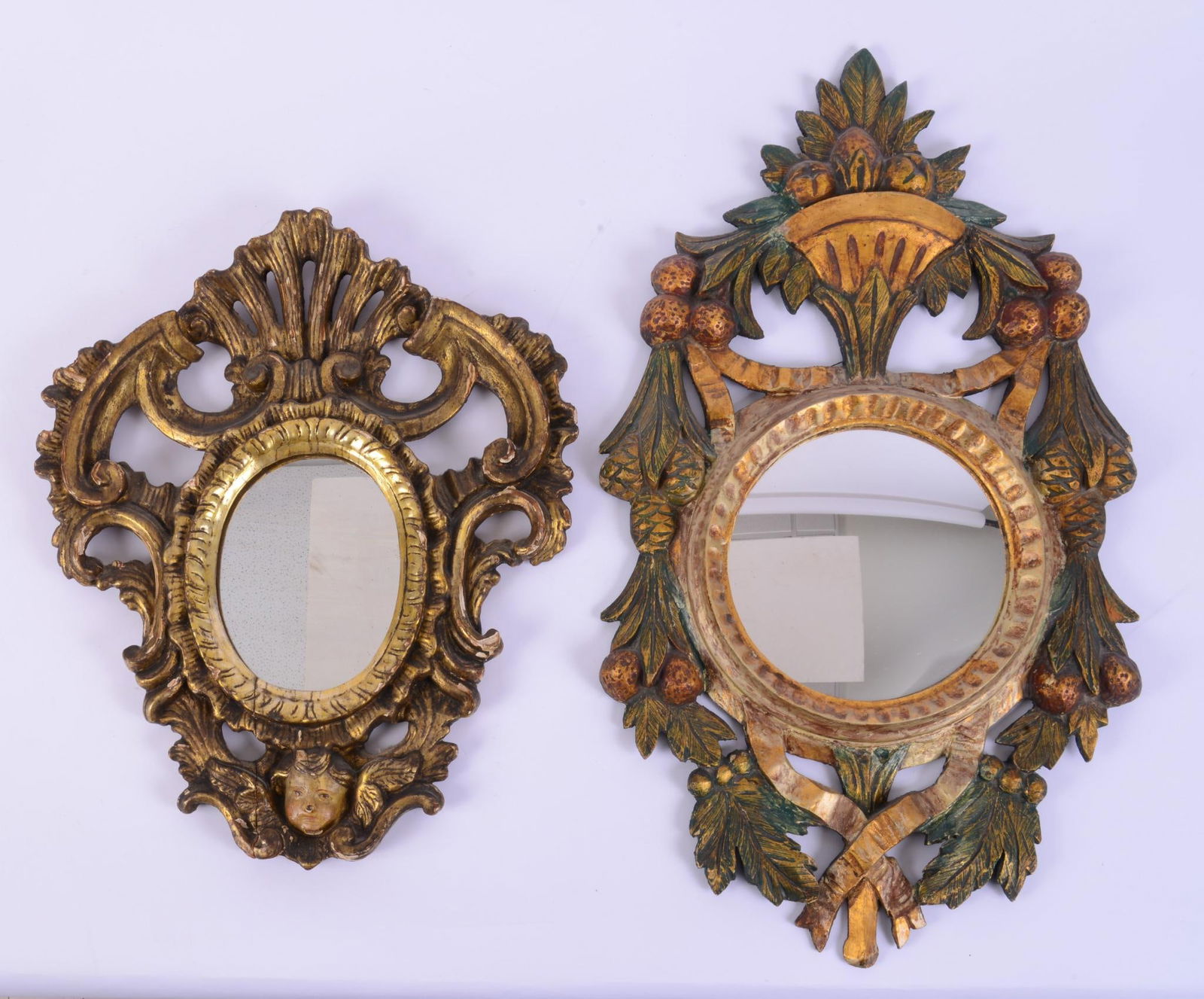 Two Ornate Carved Wood Wall Mirrors (1 of 4)