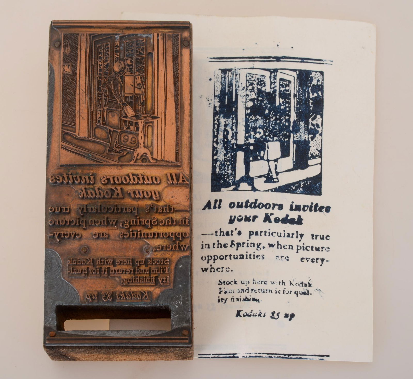 KODAK CAMERA, COPPER PLATE PRINTING BLOCK FOR ADVERTISEMENT (1 of 2)
