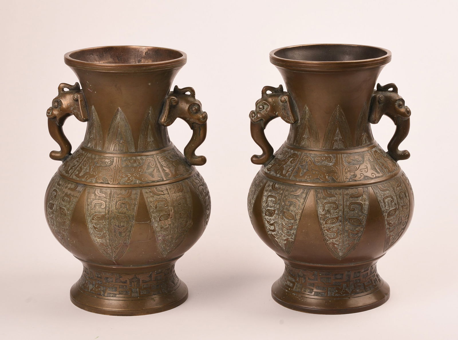 Pair of Chinese Bronze Vases. (1 of 4)