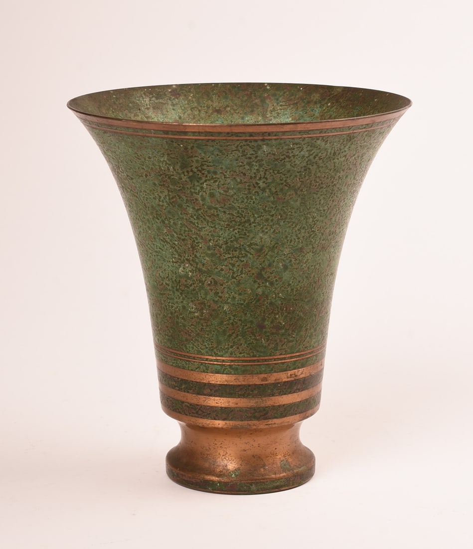 Carl Sorensen Patinated Bronze Vase: Signed. Height 7 inches.