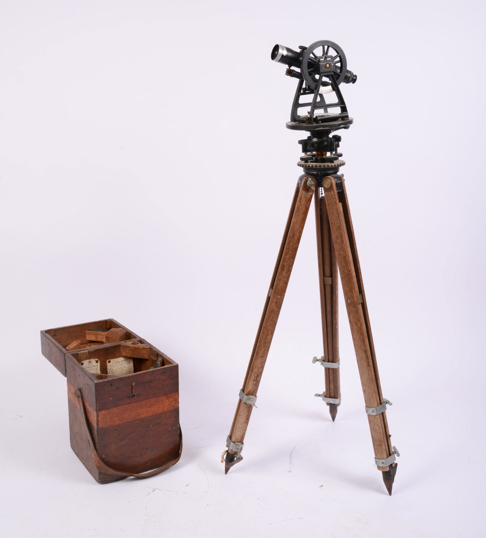 ENGINEERS TRANSIT MODEL 132R BY W&L.E. GURLEY, TROY NY: With box and tripod, height of transit 15 inches