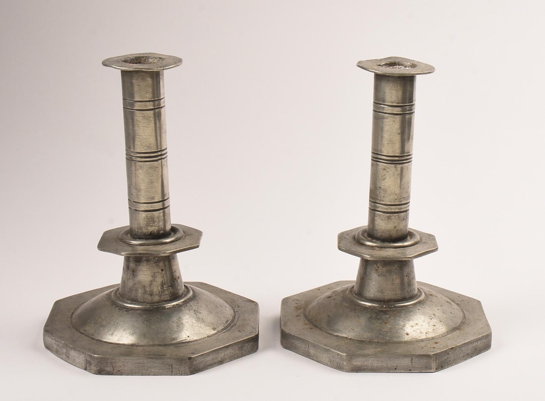 Pair of 18th Century London Pewter Candlesticks. (1 of 2)