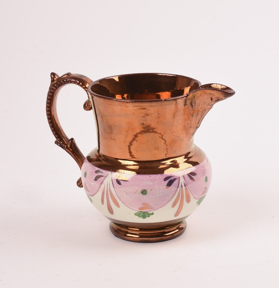 English Victorian Copper Lusterware Pitcher c. 1865 (1 of 6)