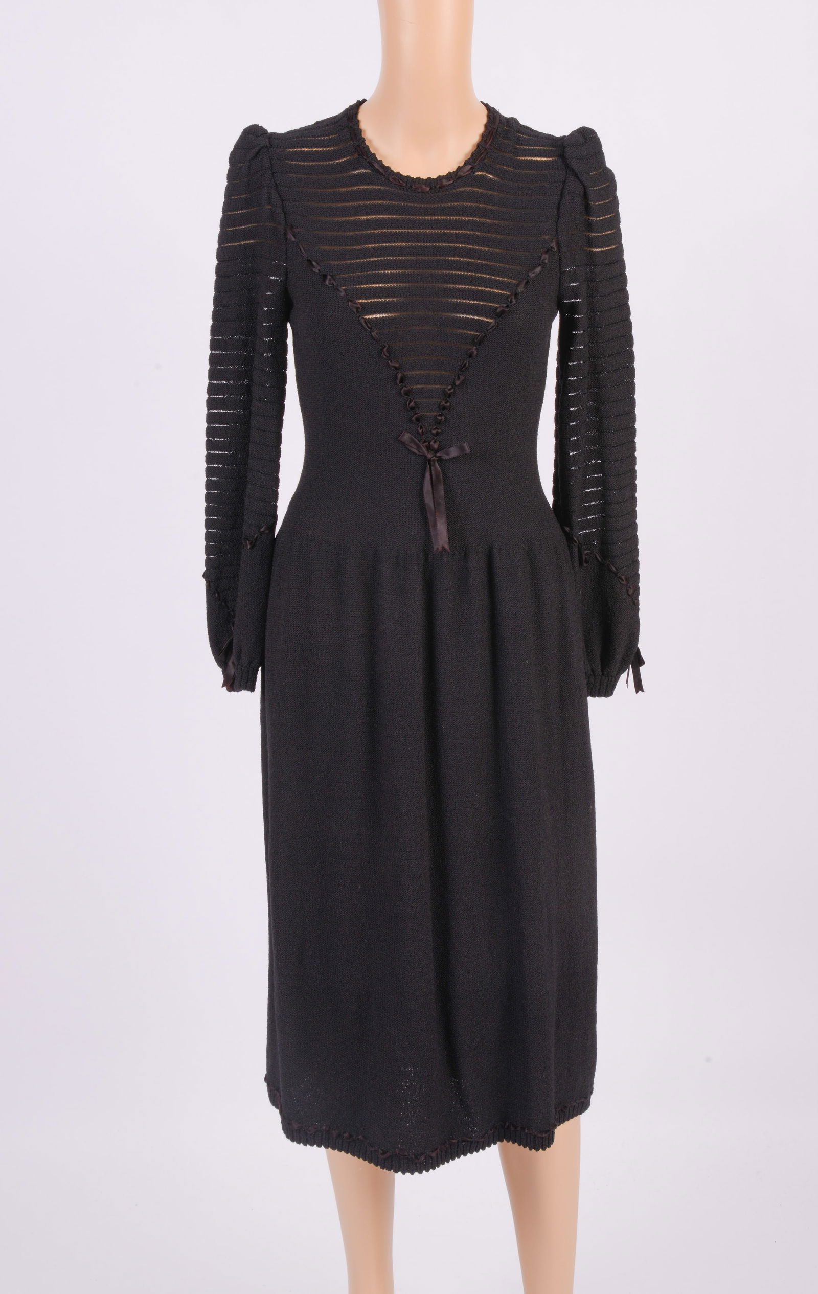 Adolfo New York Black Knit Dress Size Sm-Med (1 of 5)