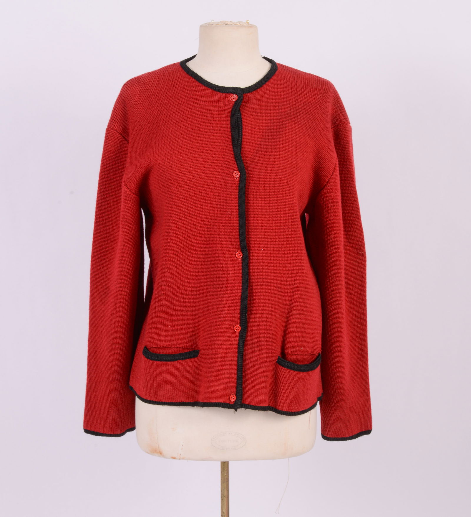 Christian Dior Red Wool Cardigan Size 14 (1 of 5)