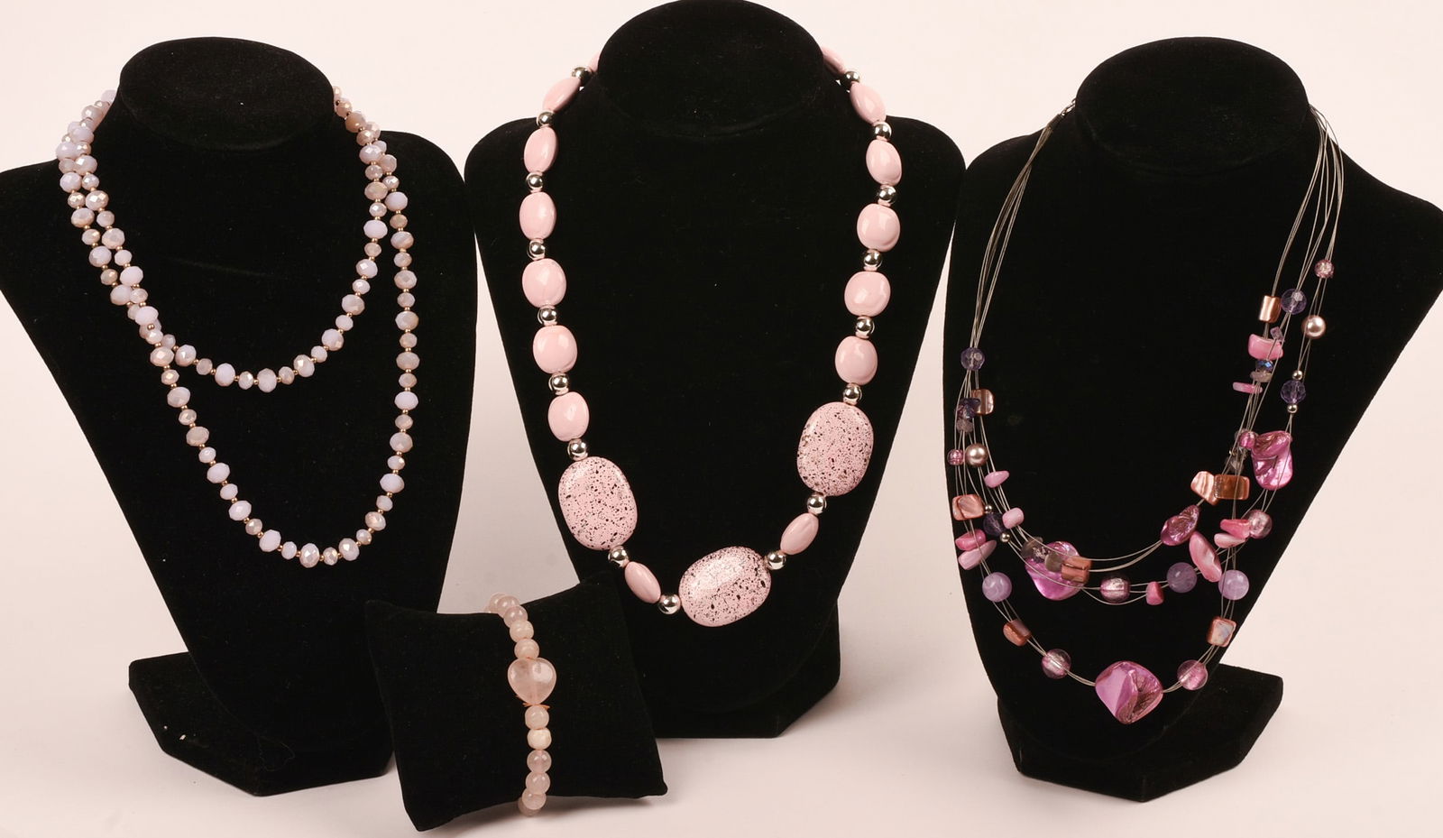 Three Pink Beaded Necklaces (1 of 3)