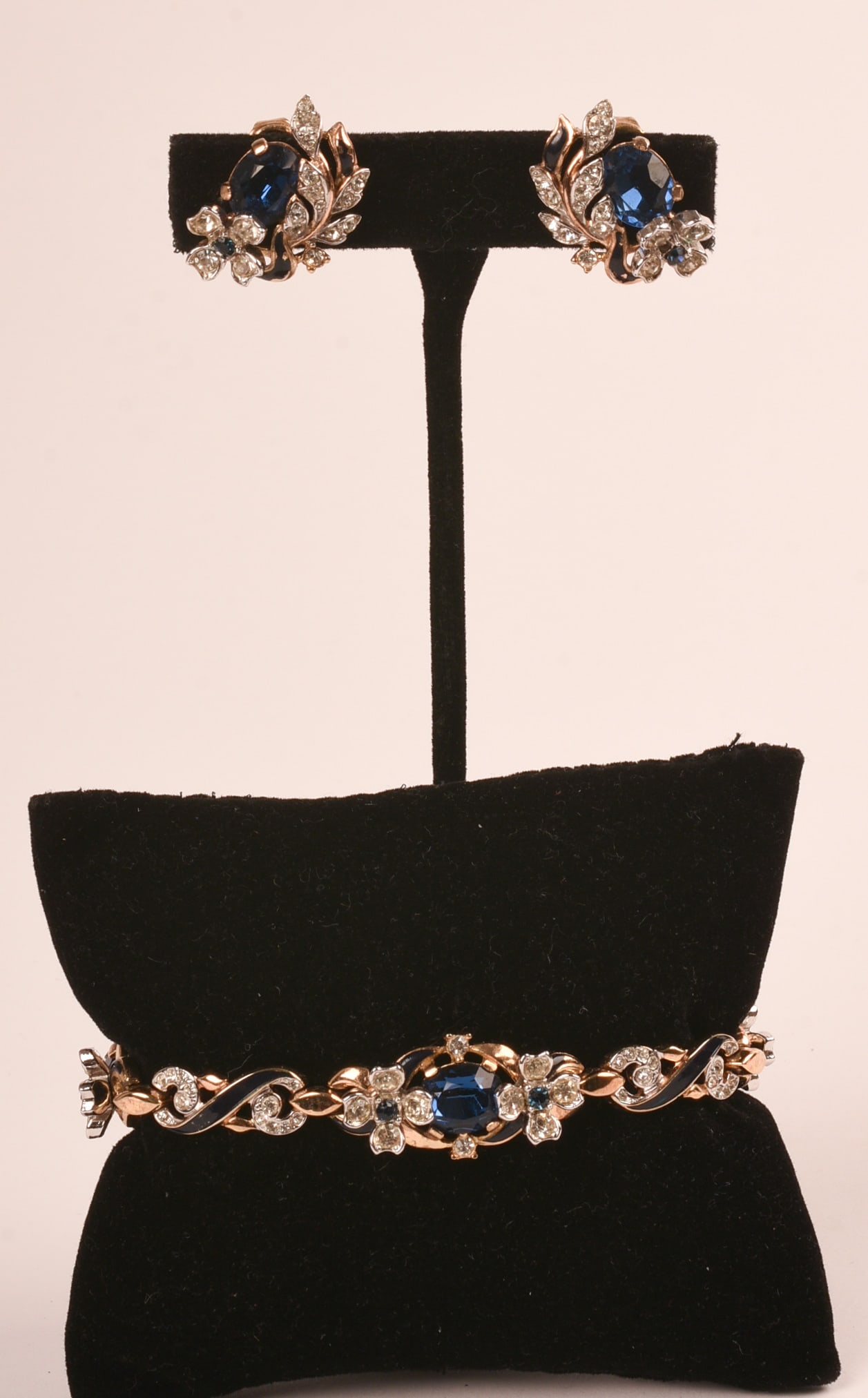 Faux Sapphire and Diamond Bracelet and Matching Earrings (1 of 5)