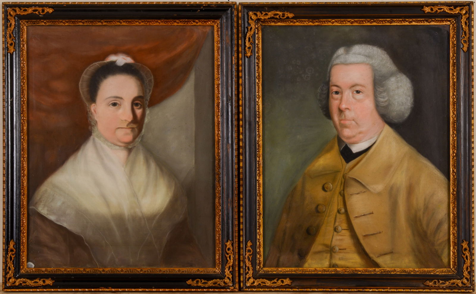 PAIR OF PORTRAITS OF A SALEM, MA COUPLE. ATTR. BENJAMIN BLYTHE. (1 of 2)