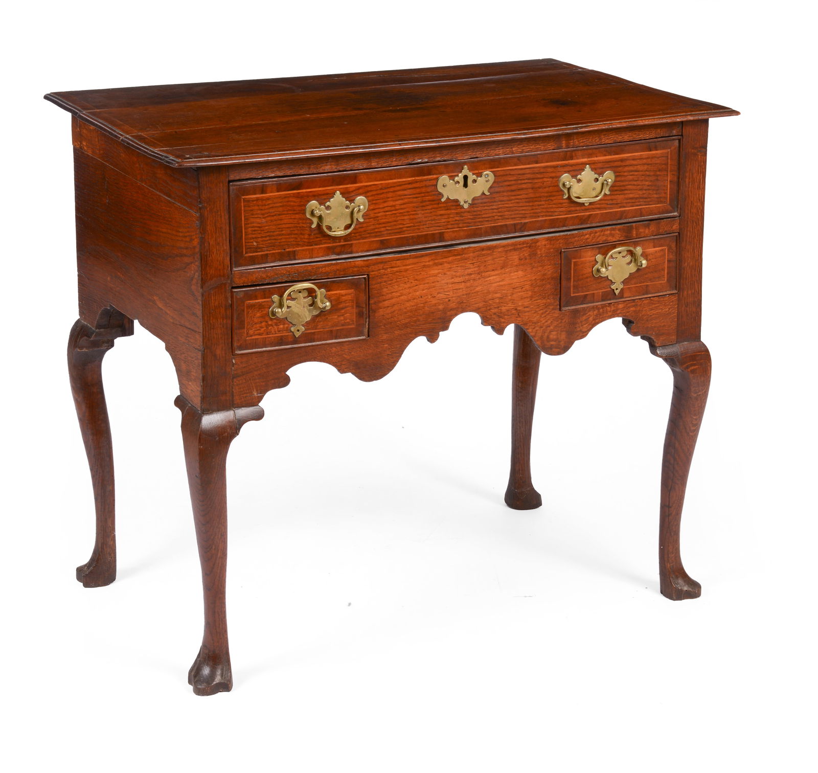 ENGLISH OAK QUEEN ANNE LOWBOY WITH INLAY, CIRCA 1760. (1 of 5)