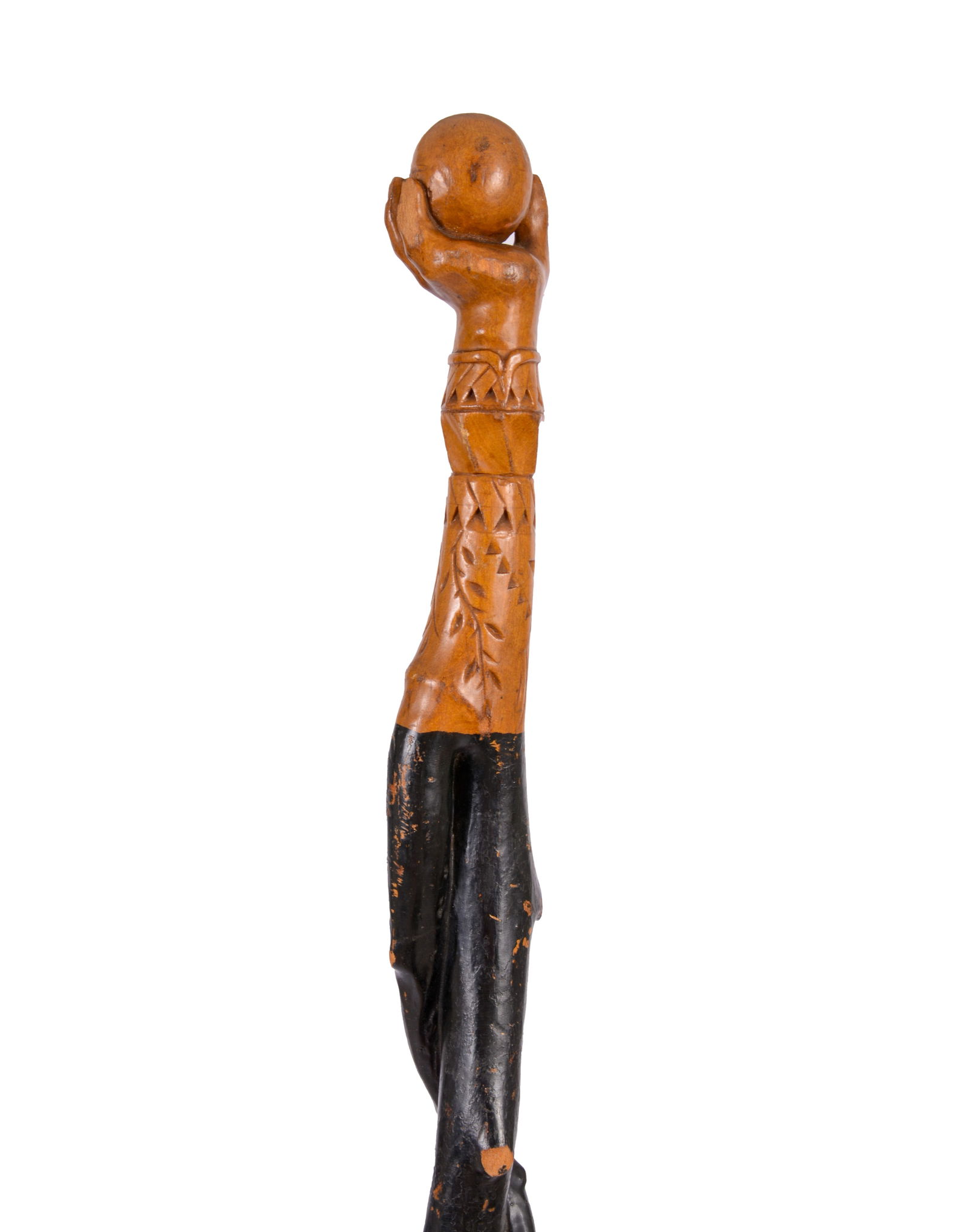 19TH CENTURY CANE WITH BALL IN HAND AND VINE FORM SHAFT (1 of 6)