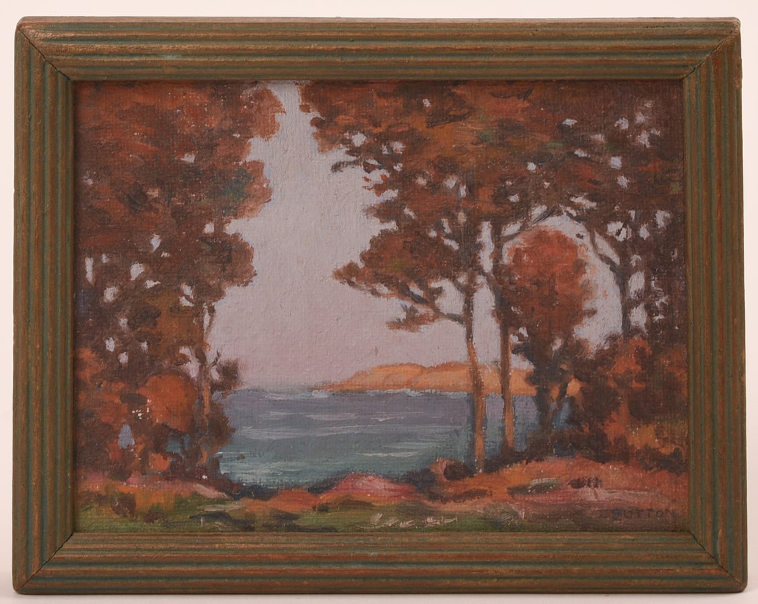 ALBERT PRENTICE BUTTON 'A CAPE COD VISTA' MINIATURE PAINTING (1 of 3)