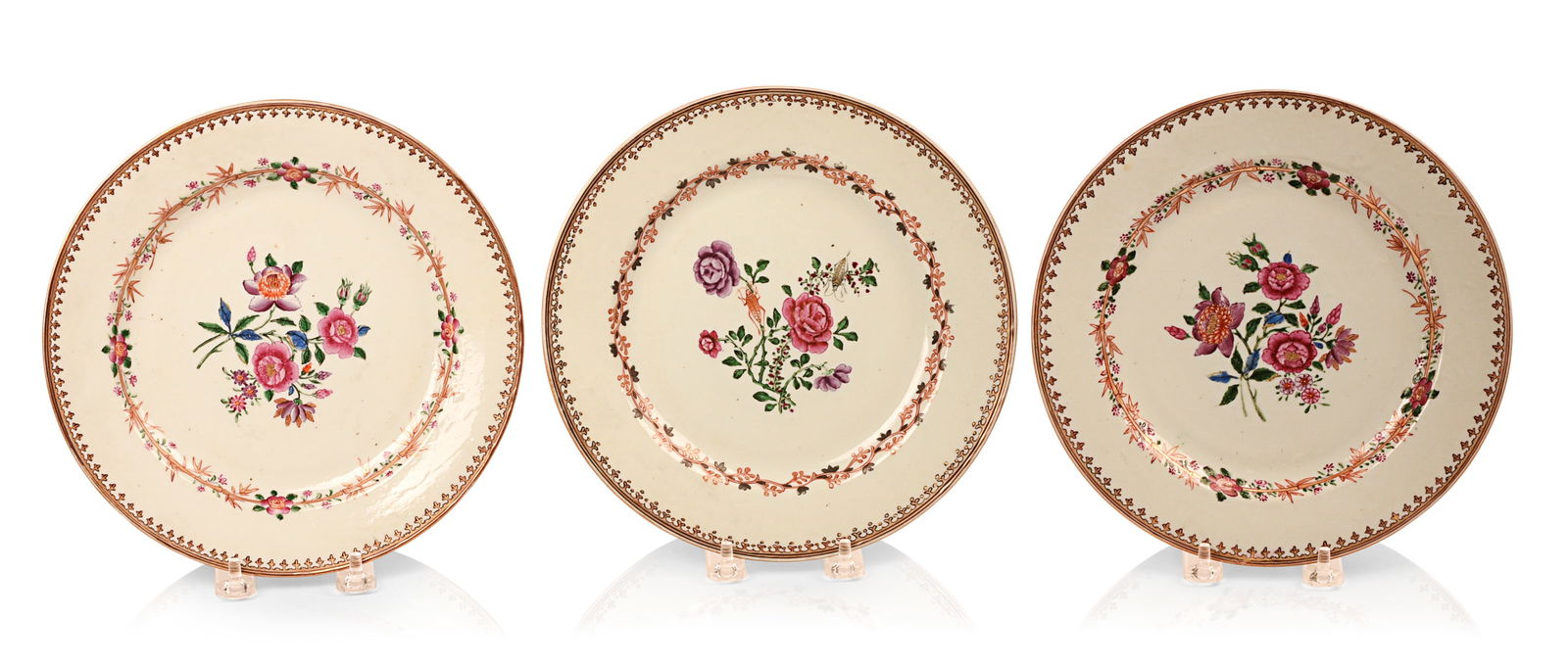 THREE CHINESE EXPORT PORCELAIN PLATES 18TH CENTURY (1 of 2)