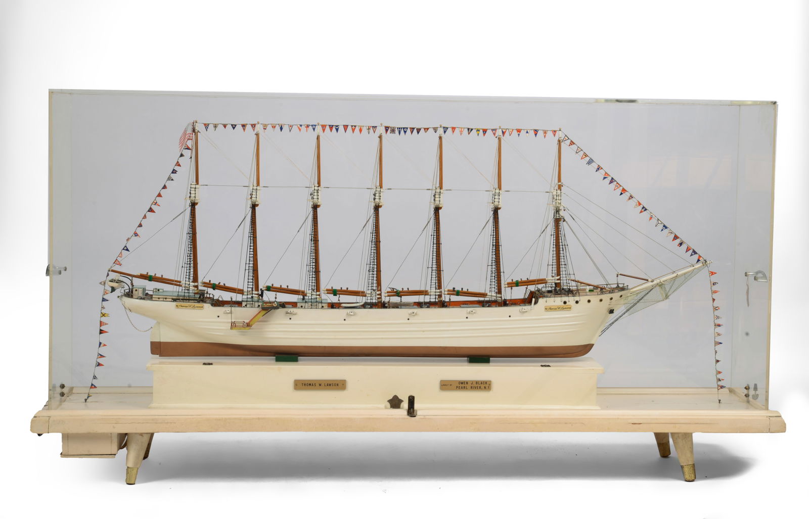 LARGE CASED SHIP MODEL OF THE THOMAS J. LAWSON (1 of 2)