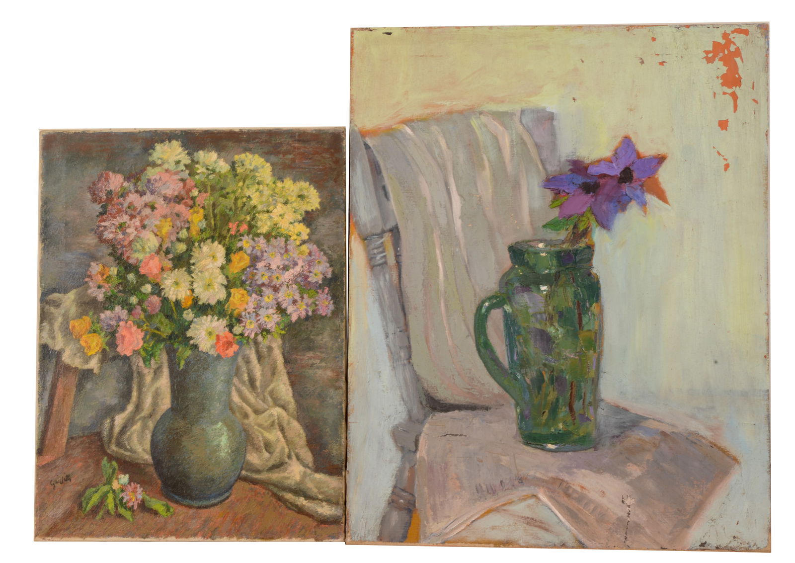 TWO MID CENTURY STILL LIFE PAINTINGS. (1 of 3)