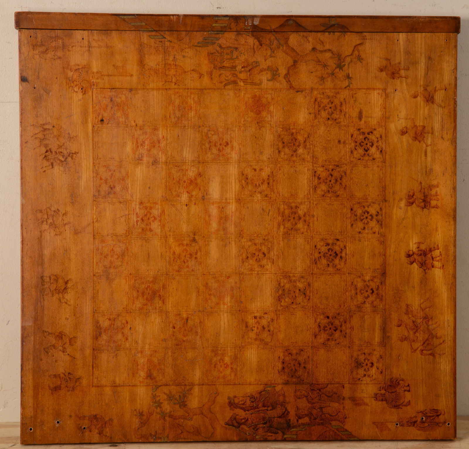 UNUSUAL CHINOSERIE CHESS BOARD. (1 of 3)