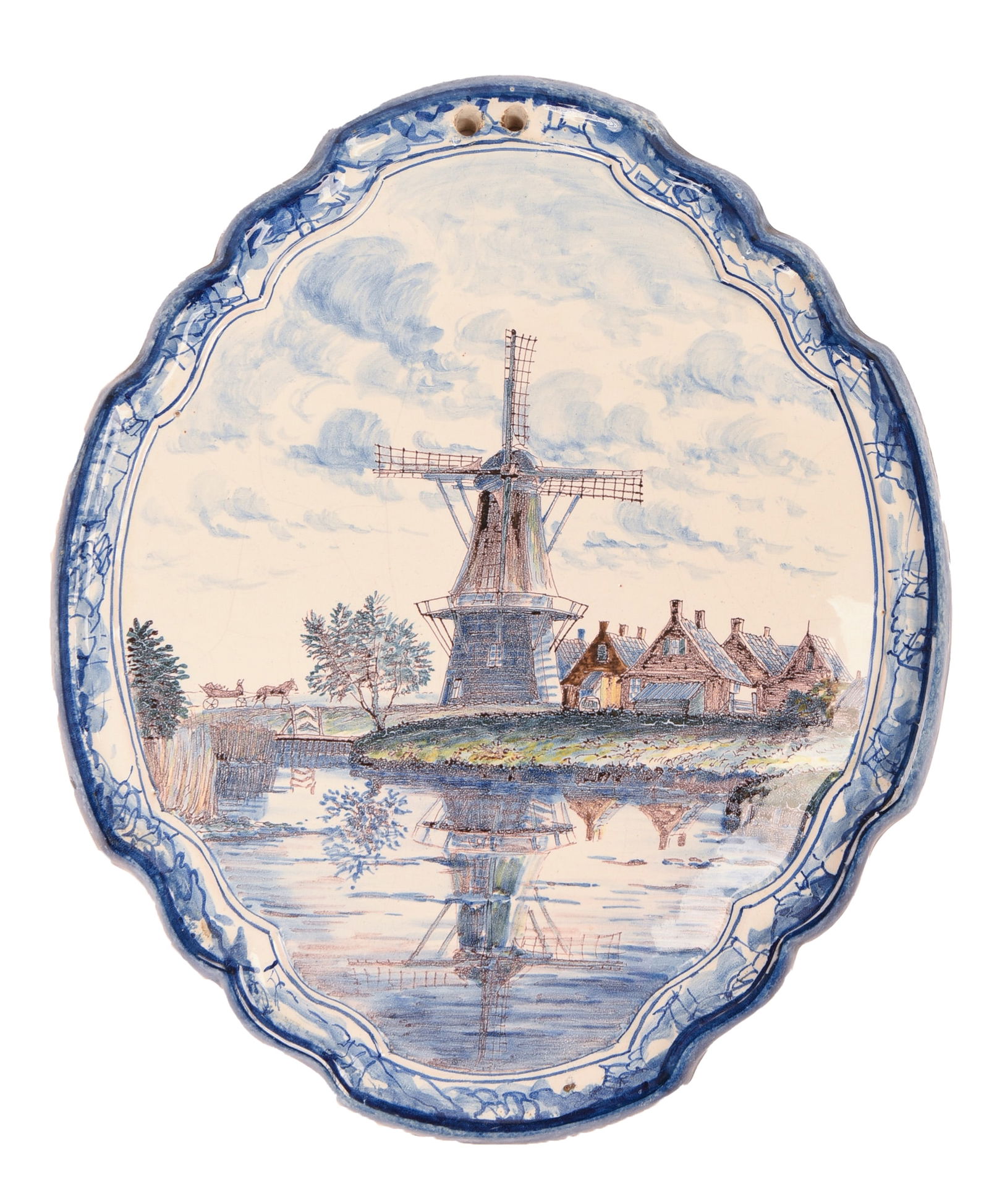 HAND PAINTED DUTCH DELFT PORCELAIN WALL PLAQUE. (1 of 4)