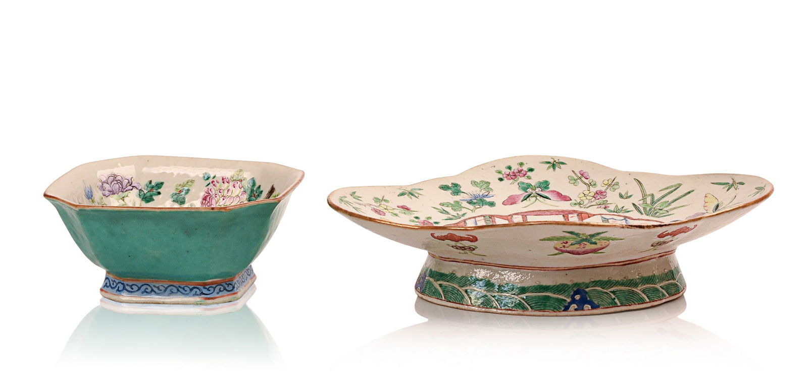 CHINESE TURQUOISE GROUND RECTANGULAR BOWL. (1 of 4)