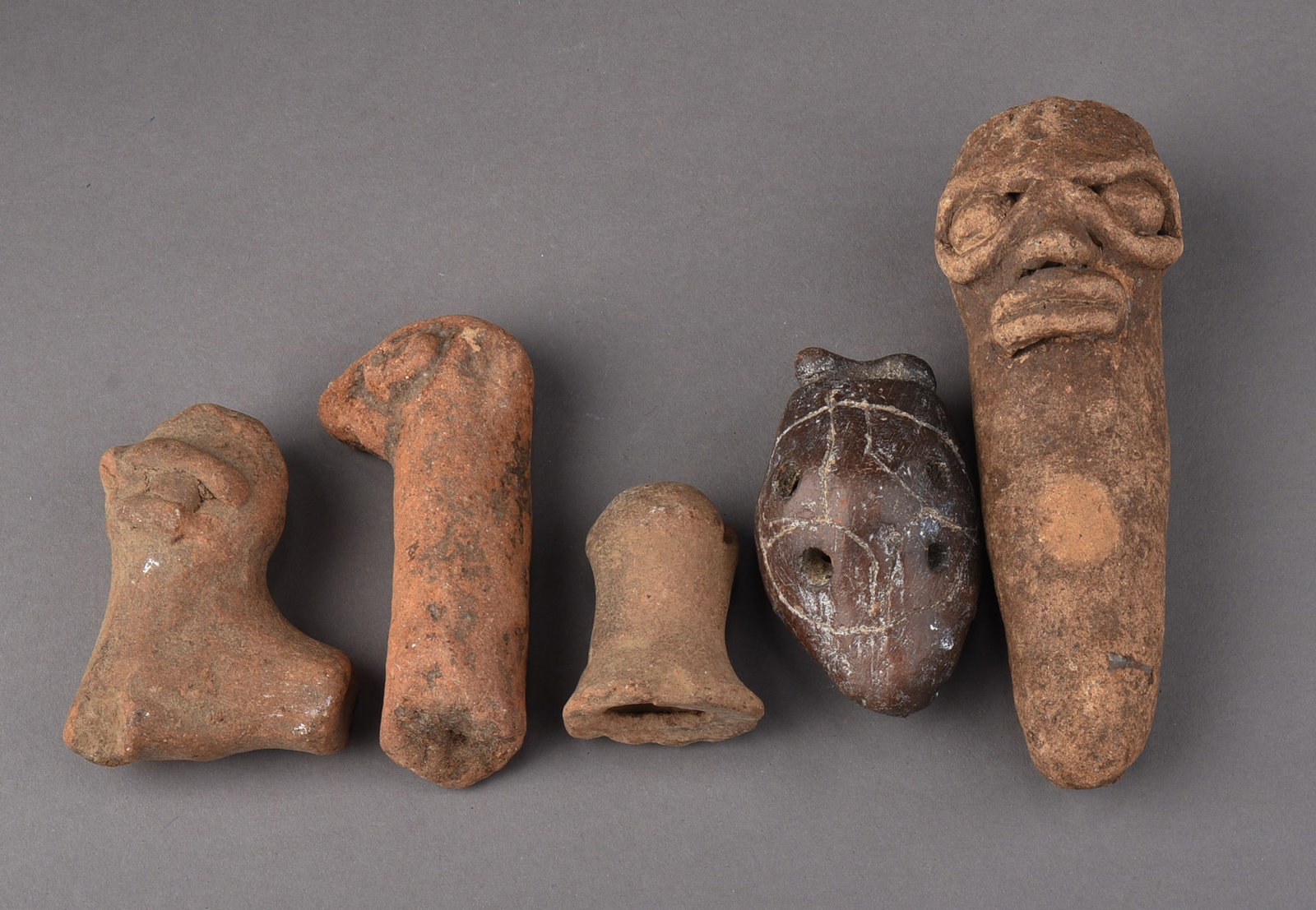 AFRICAN EXCAVATED NOK CULTURE FRAGMENTS: Height of largest 5.5 inches.