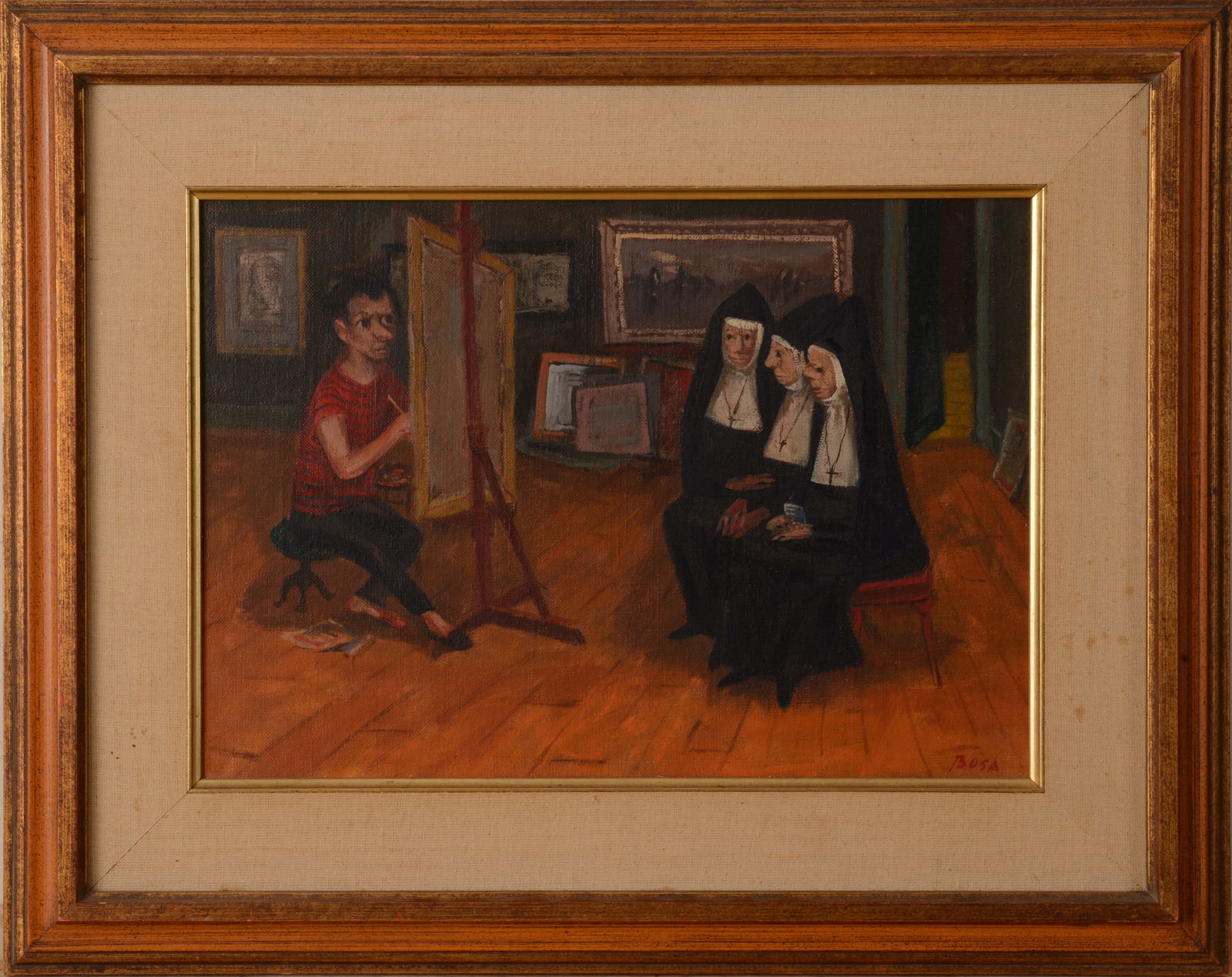LOUIS BOSA (1905 – 1981). NUNS IN MY STUDIO. (1 of 3)