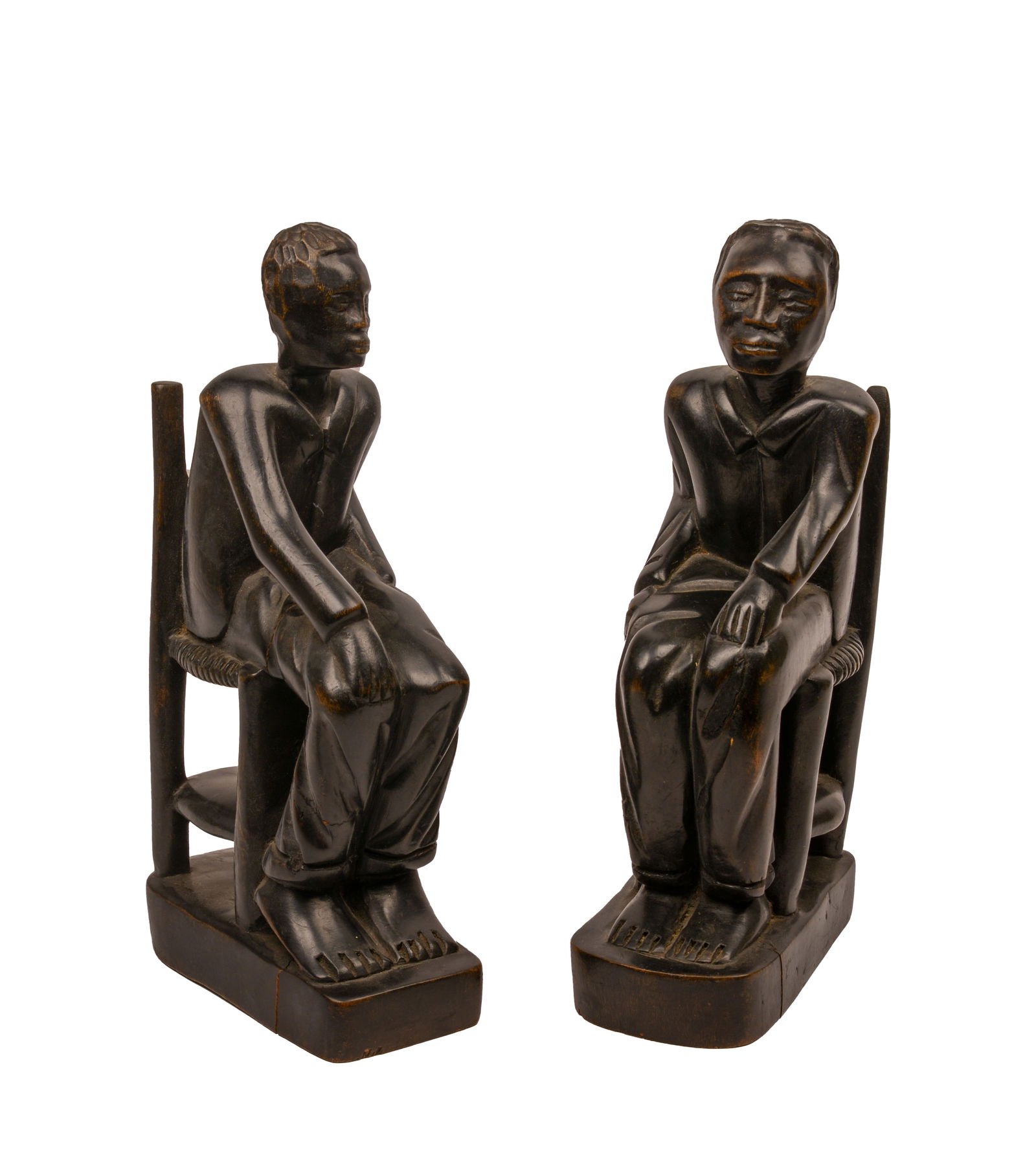 TWO SCULPTURES OF SEATED FIGURES. (1 of 3)