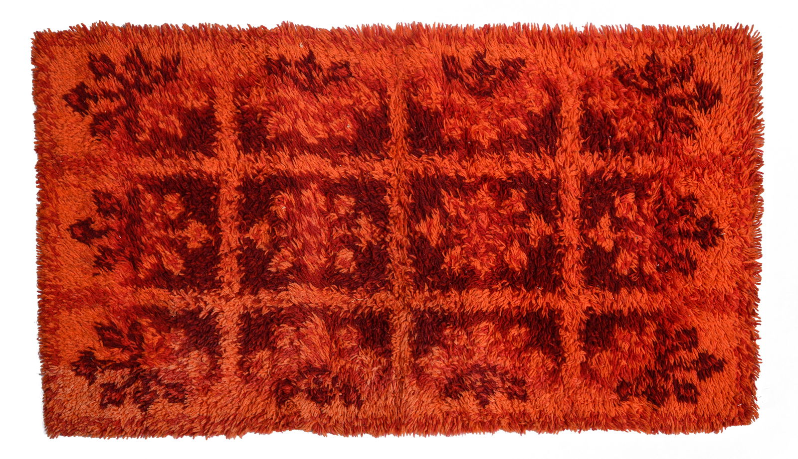 Small Red and Orange Rya Rug. (1 of 2)