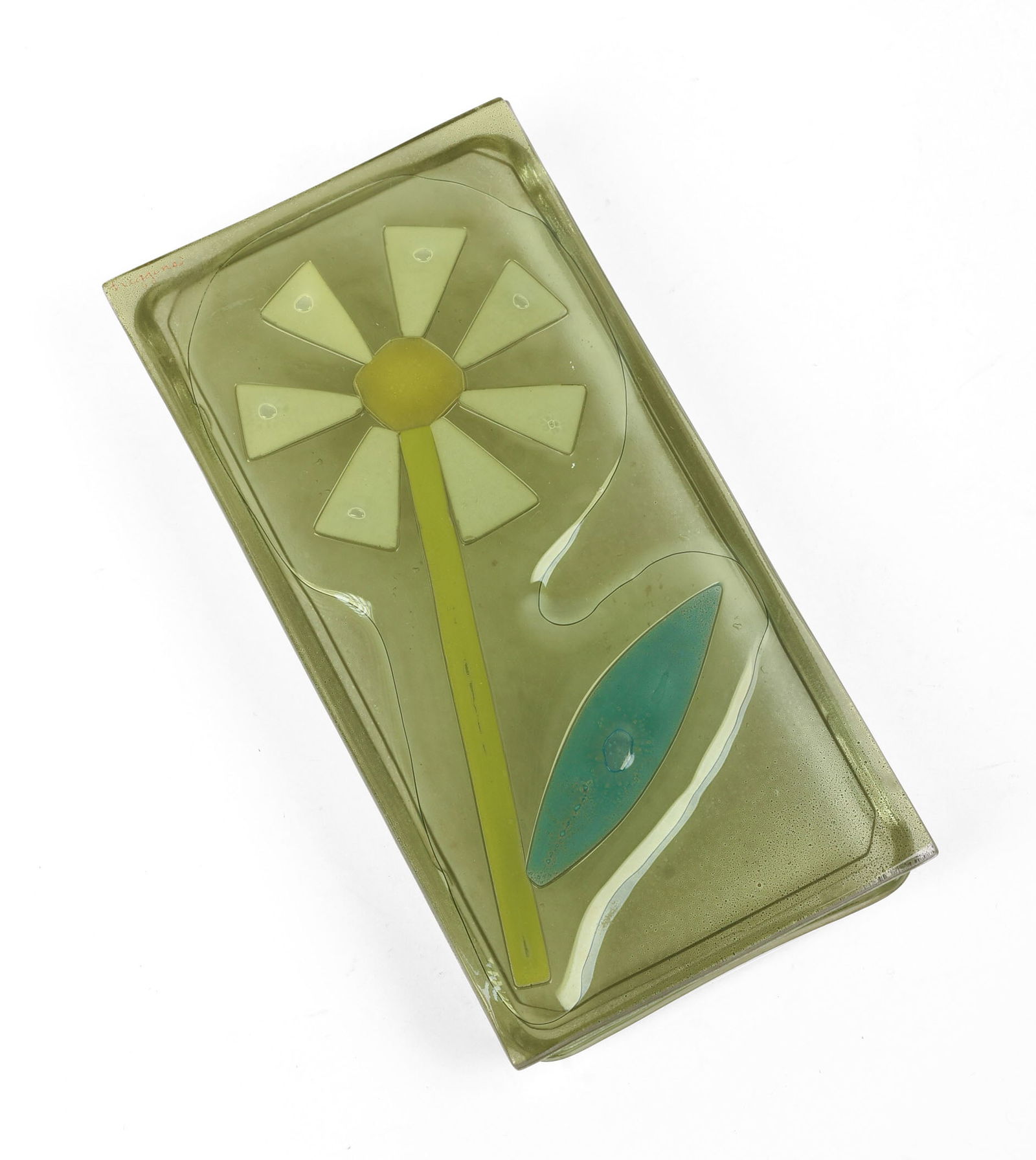 Michael and Frances Higgins Glass Box.: Signed on lid. Width 7 5/8 inches, height 1 1/8 inches. Good condition.