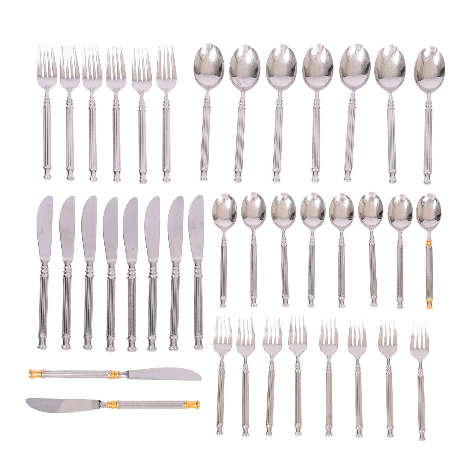 Thirty Nine Pieces of Vintage Sasaki Stainless Steel Flatware: Overall good condition, some scratches.