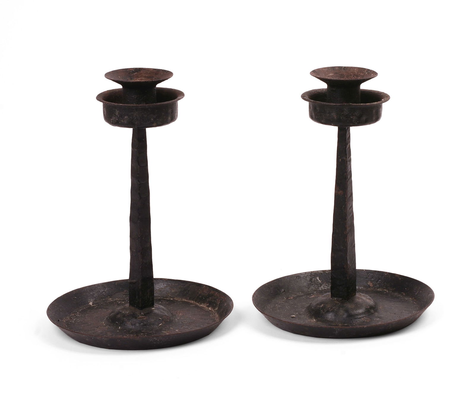 Pair of Arts & Crafts Wrought Iron Candlesticks. (1 of 3)