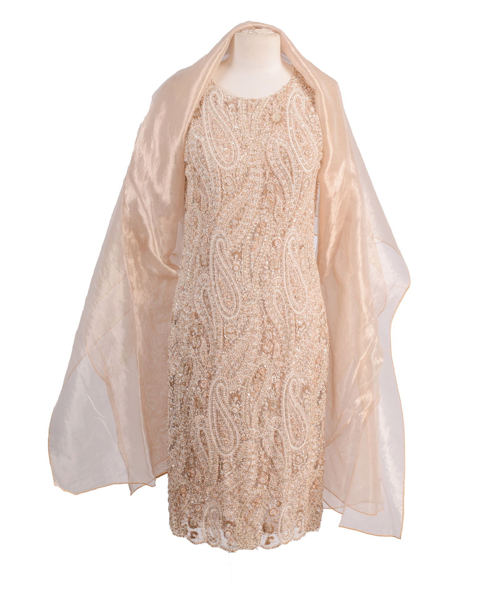 Bill Blass Sequin and Lace Sleeveless Dress. (1 of 10)