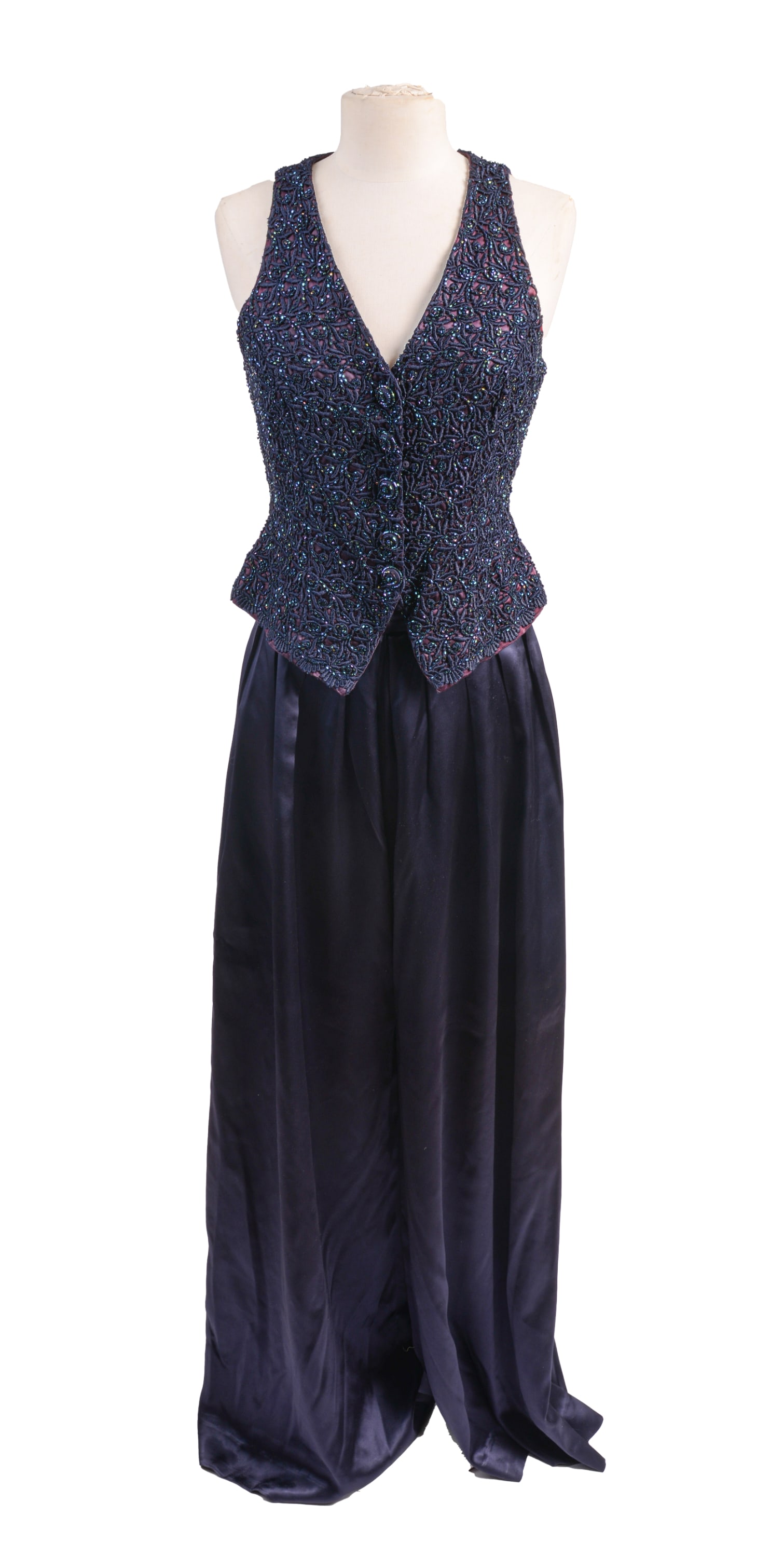 Carmen Marc Valvo Bead and Brocade Vest and Pants. (1 of 7)